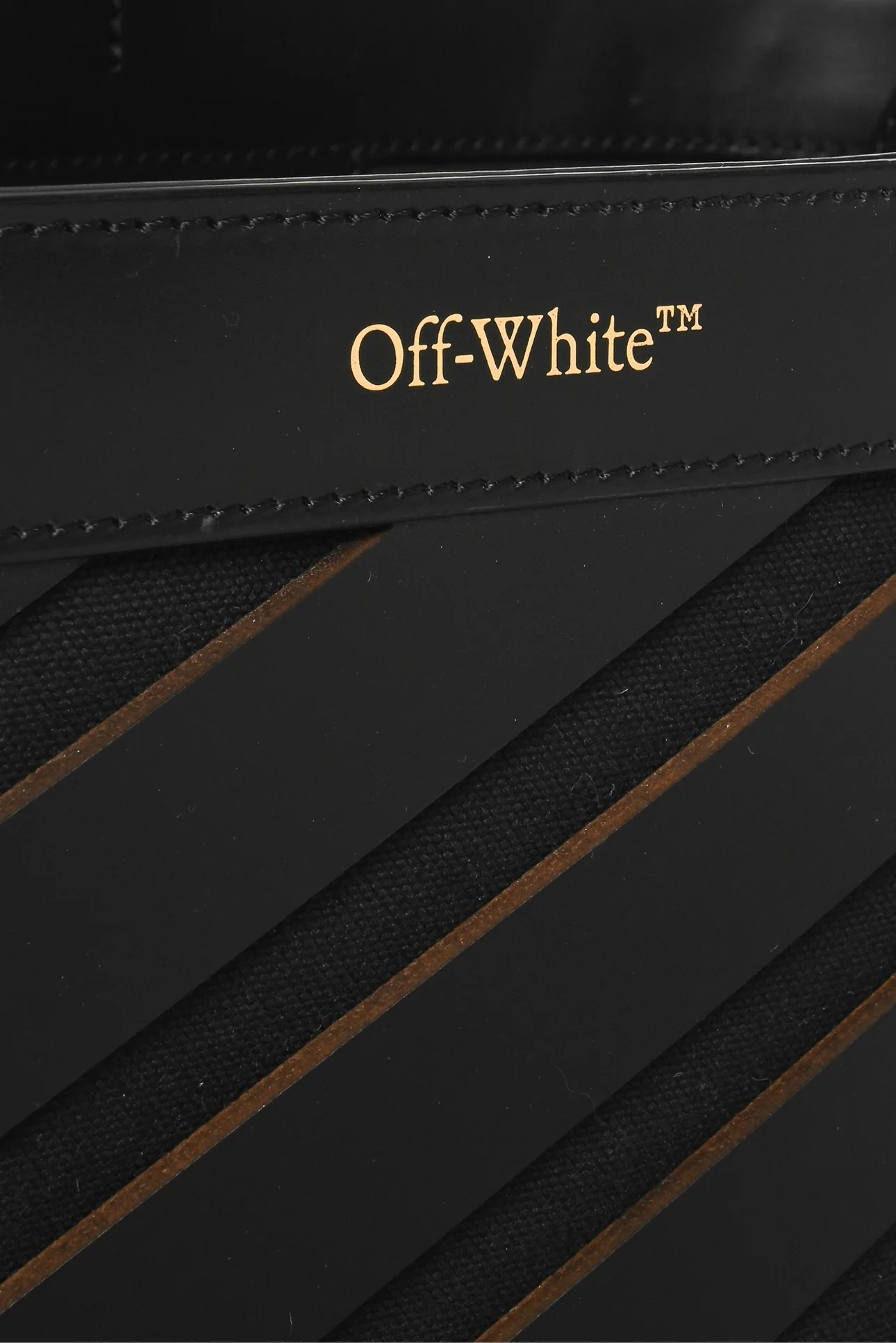 Off White Diagonal Cutout Leather & Canvas Tote - Image 5