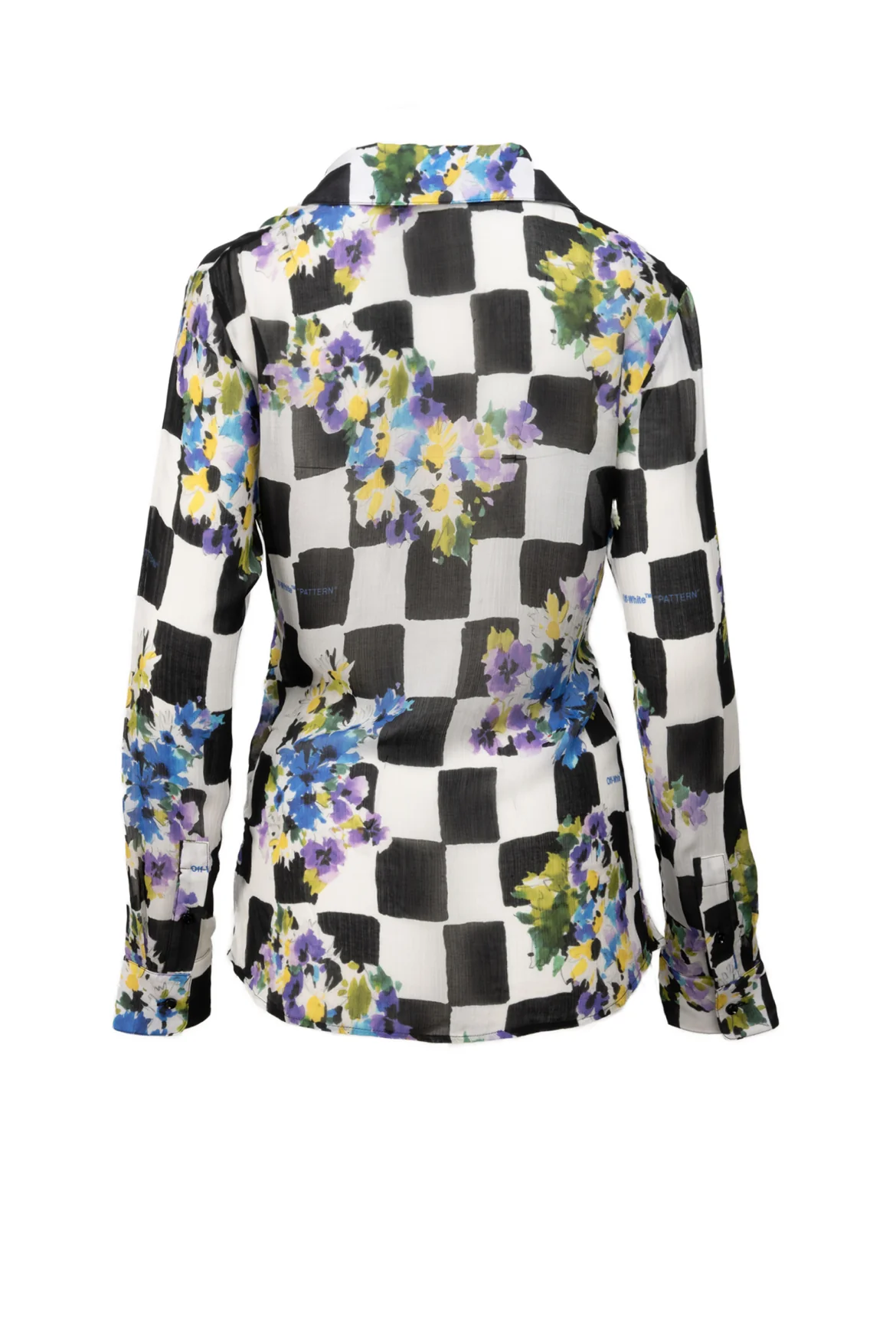 Off White Size 38 Check Flowers Draped Blouse - Image 2