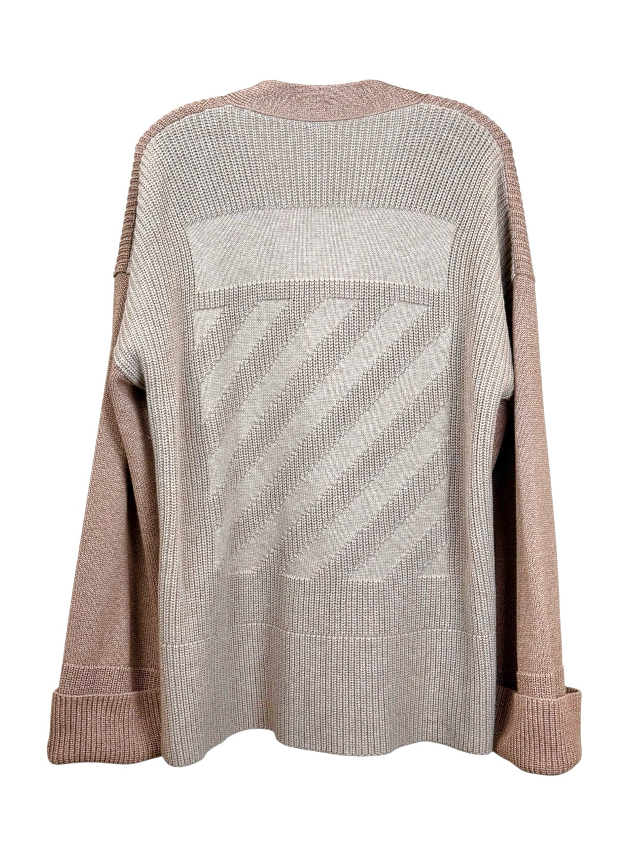 Off White Size 44 Diag Languid Contrast-Panel Knitted Cardigan - Image 2