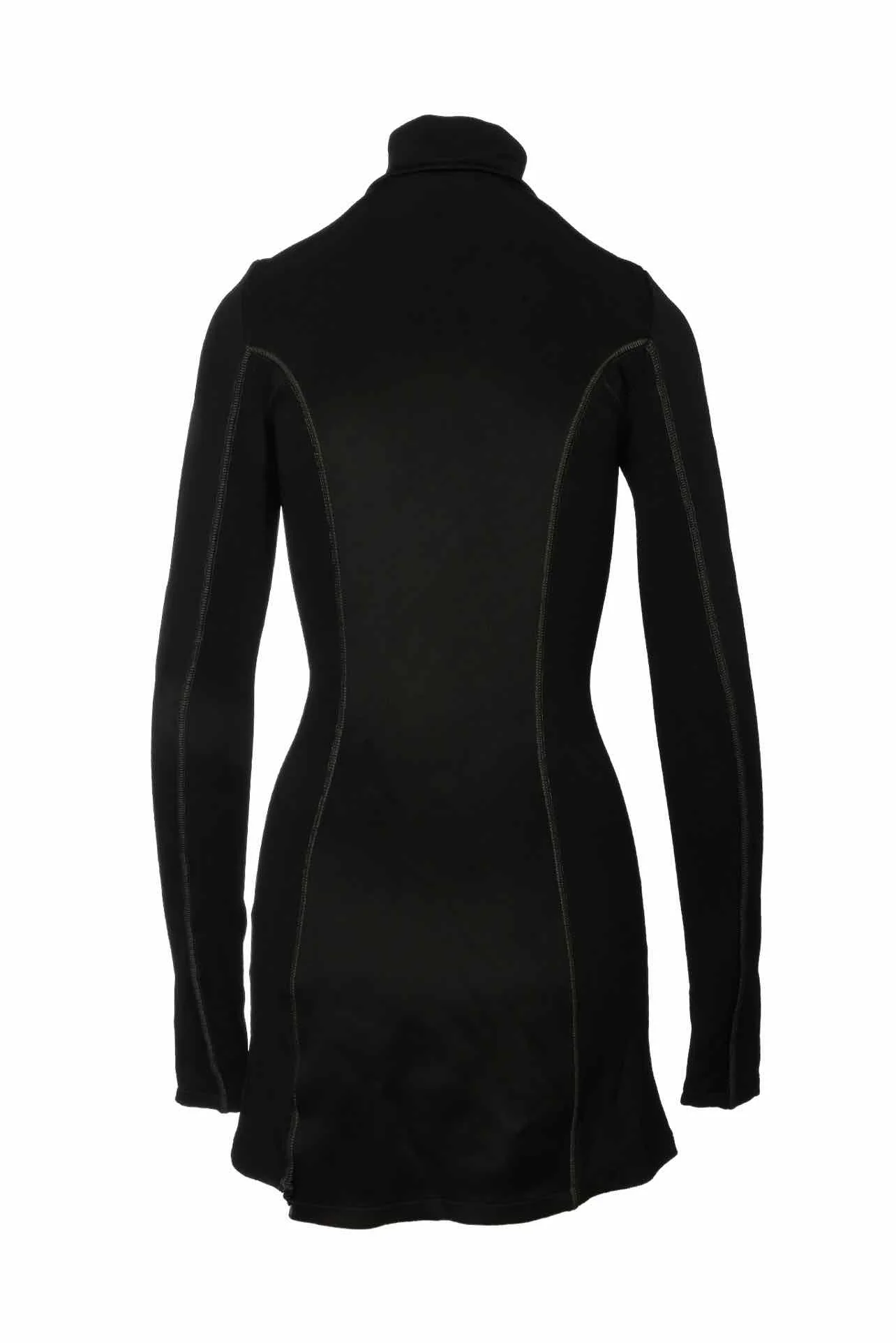 Off White Zip Up Ribbed Longsleeve Dress - Image 2