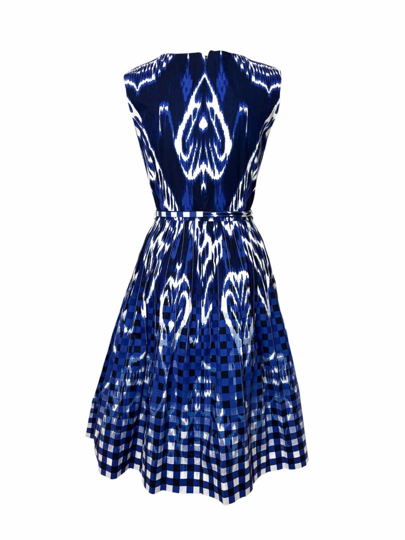 Oscar De La Renta Size 6 Cotton Ikat Pattern Sleeveless Cotton Dress - Image 2