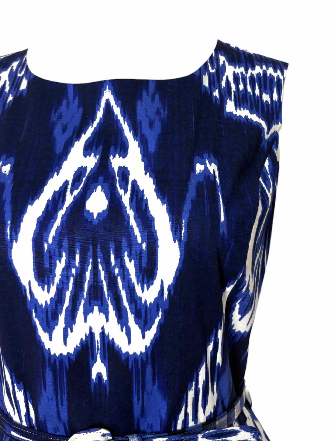 Oscar De La Renta Size 6 Cotton Ikat Pattern Sleeveless Cotton Dress - Image 3