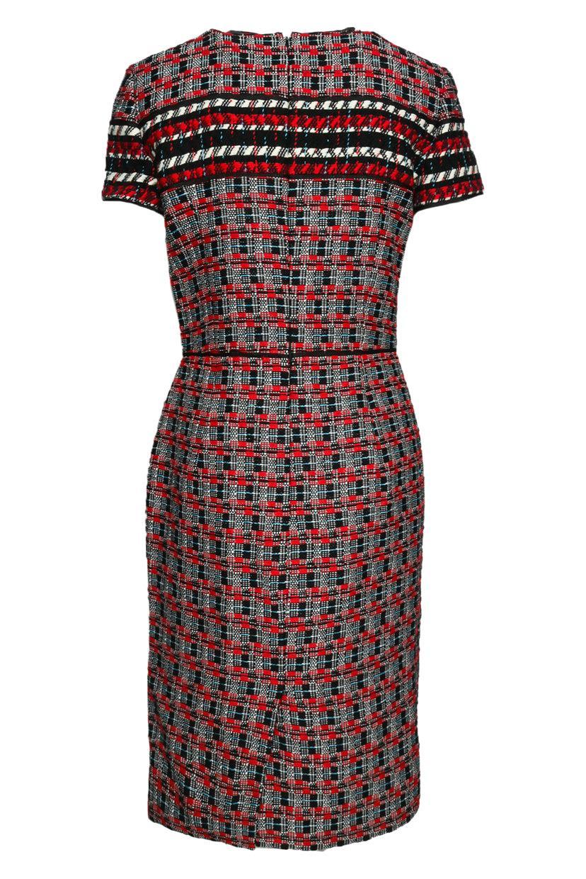 Oscar De La Renta Size 6 Tweed Short Sleeve Midi Dress - Image 2