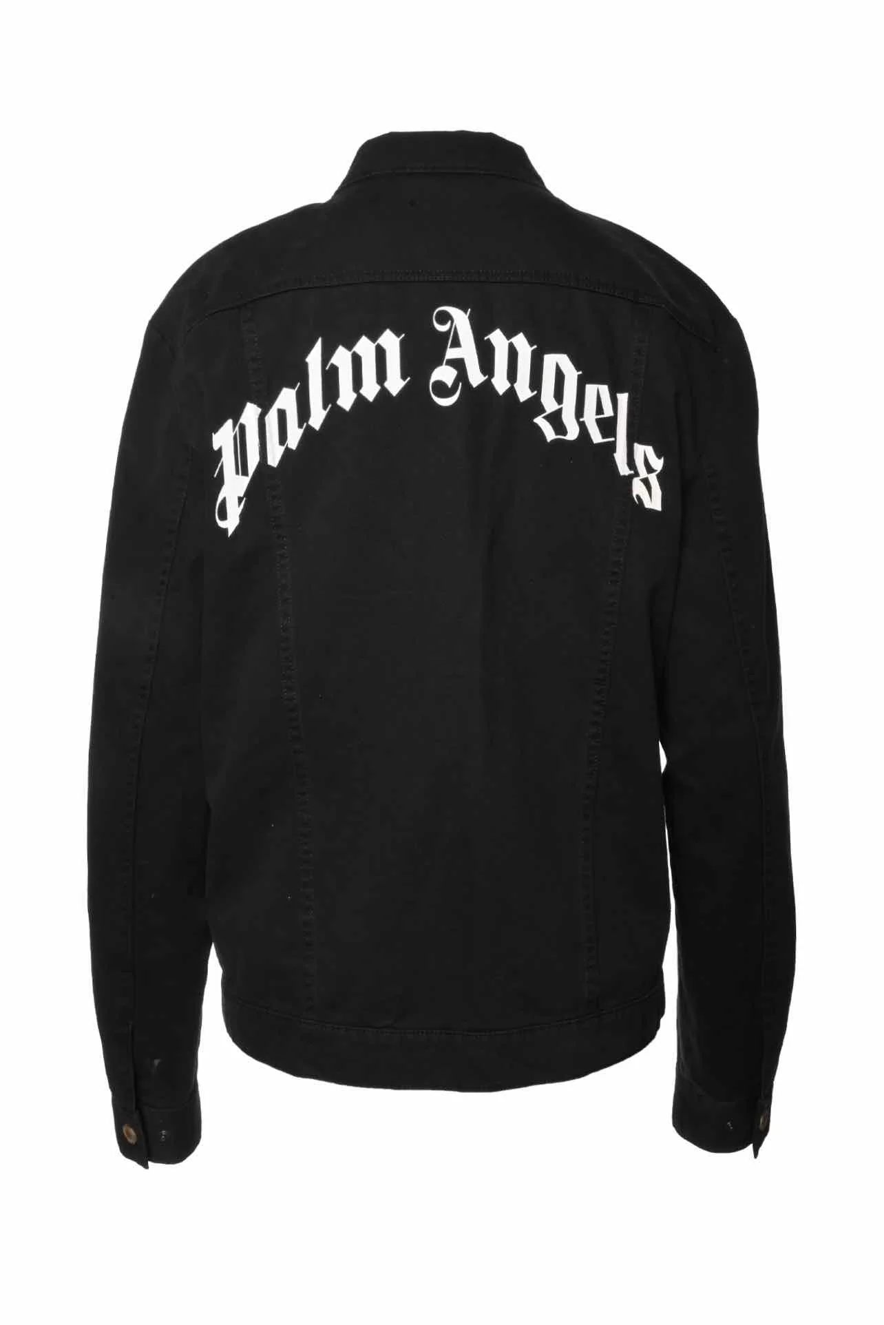 Palm Angels Size 46 Men's Curved Logo Denim Trucker Jacket - Image 2