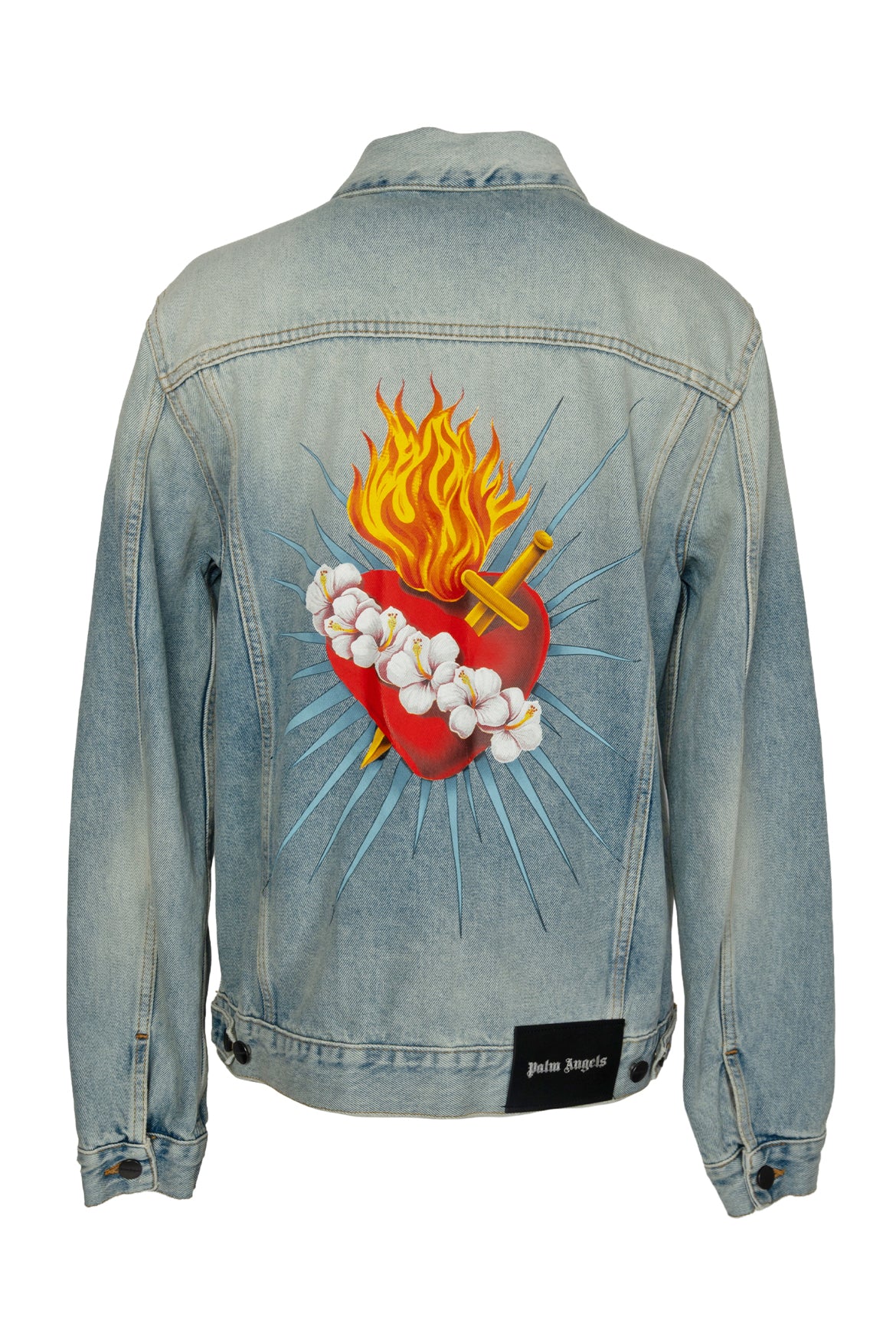 Palm Angels Size M Men's Graphic Denim Jacket - Image 2
