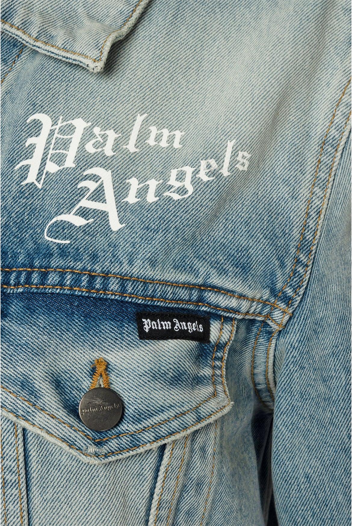 Palm Angels Size M Men's Graphic Denim Jacket - Image 4