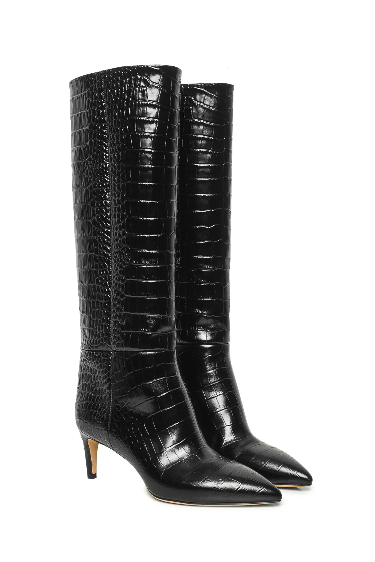 Paris Texas Size 39 Croc-Embossed Leather Stiletto Boots - Image 2