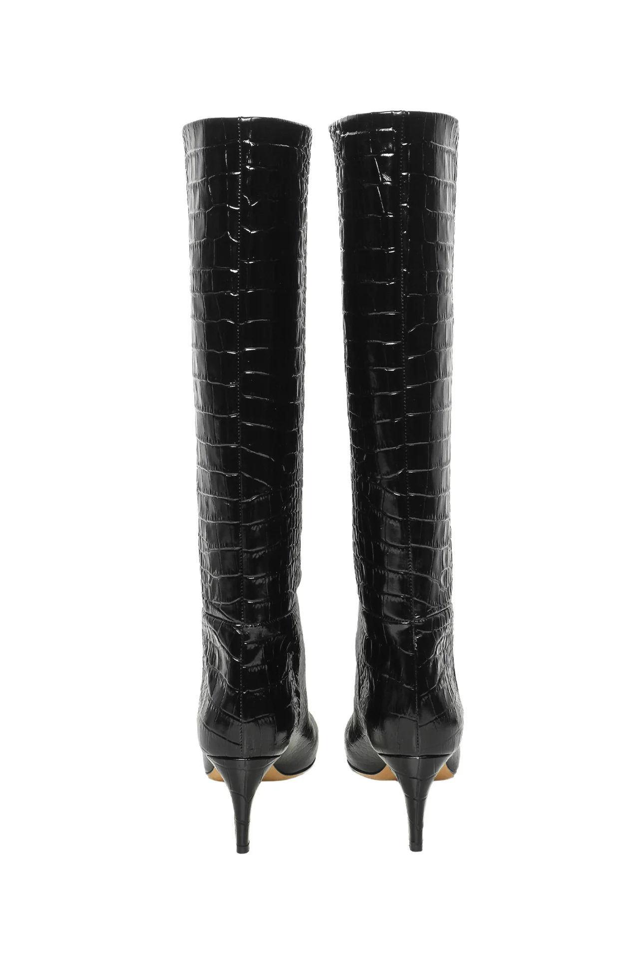 Paris Texas Size 39 Croc-Embossed Leather Stiletto Boots - Image 4
