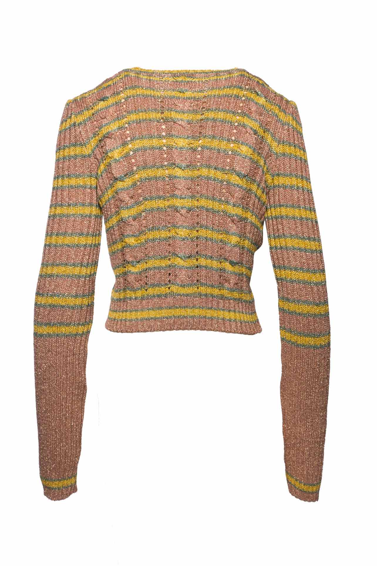 Philosophy Di Lorenzo Serafini Size 8 Metallic Striped Knit Sweater - Image 2