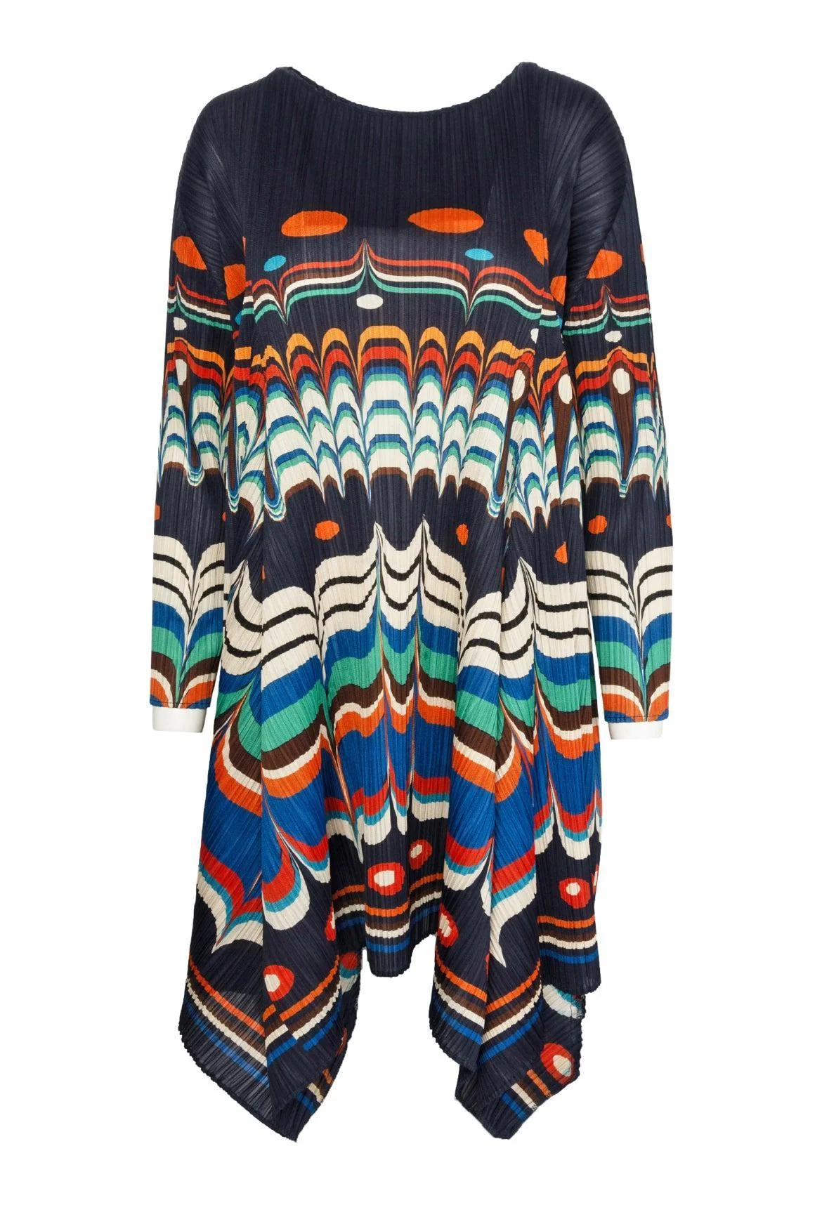 Pleats Please Size 3 Geometric Print Pleated Dress