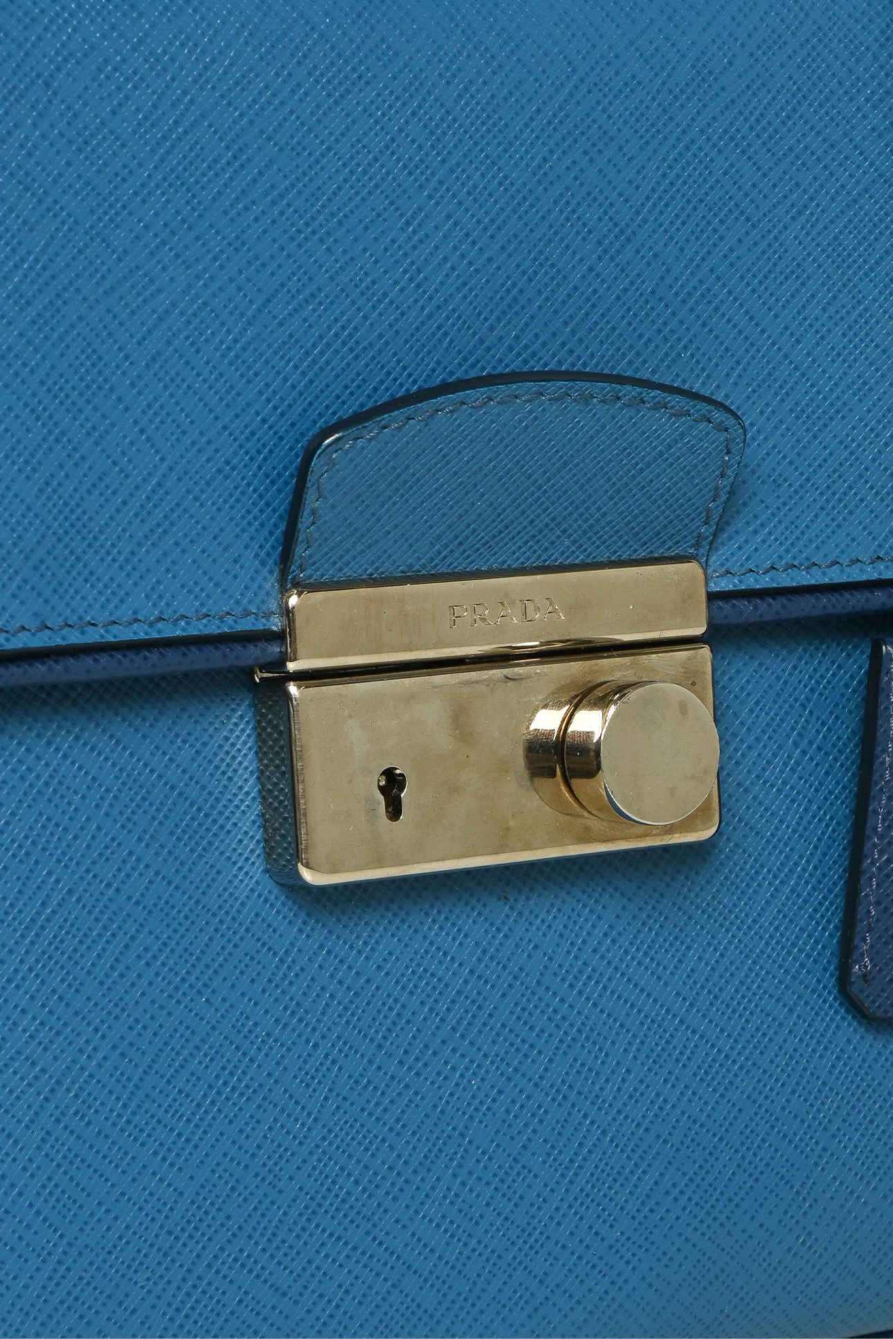 Prada 2015 Bicolor Saffiano Sound Lock Top Handle Satchel - Image 6