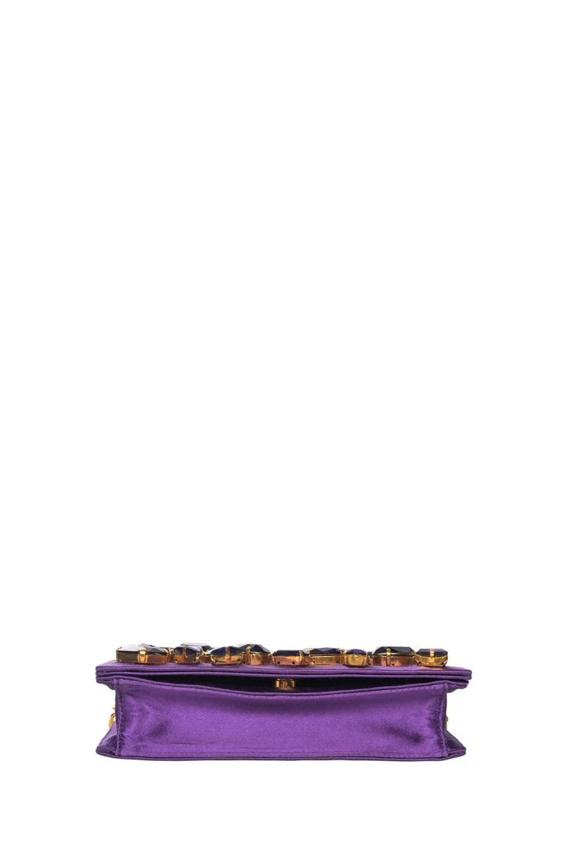 Prada Crystal Embellished Satin Clutch - Image 5
