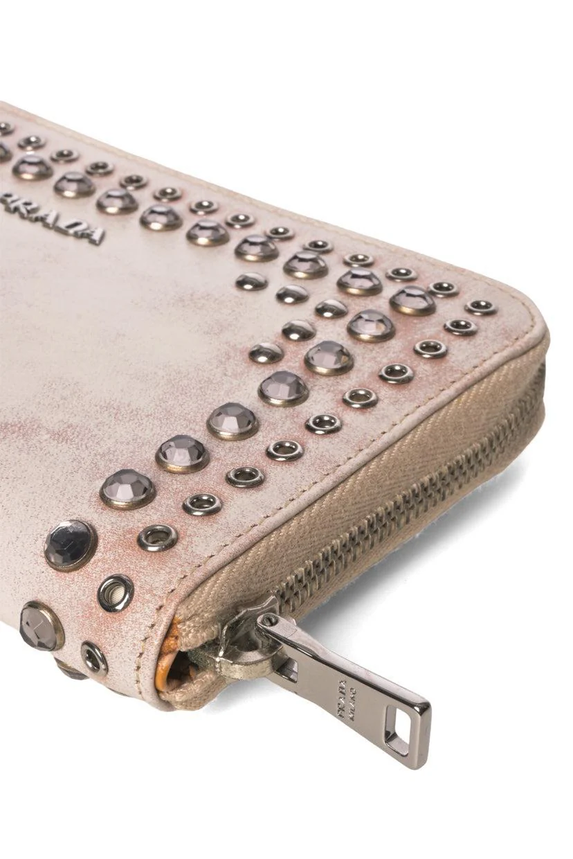 Prada Crystal Studded Zip Around Wallet - Image 3