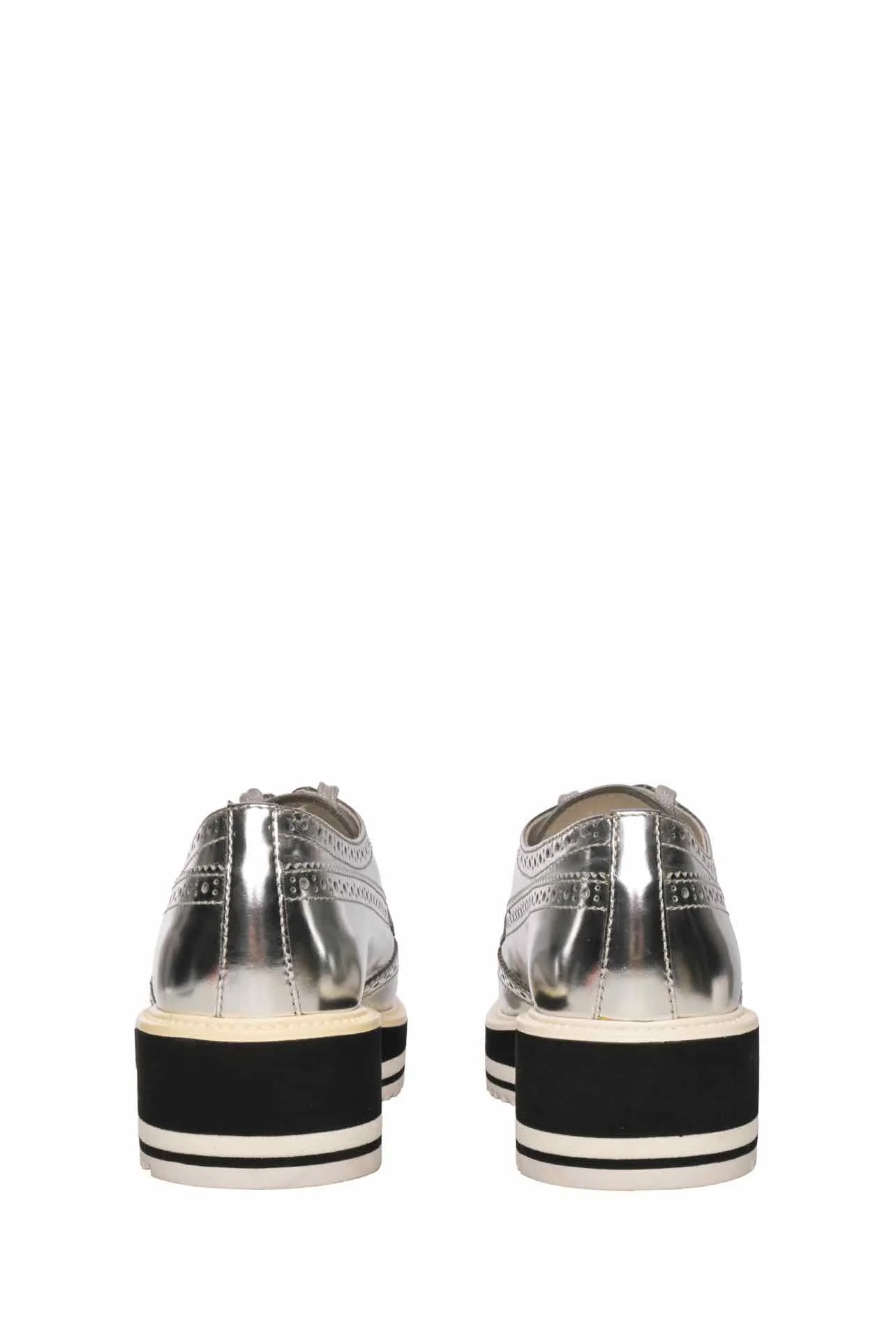 Prada Metallic Leather Brogue Oxford Flats - Image 5