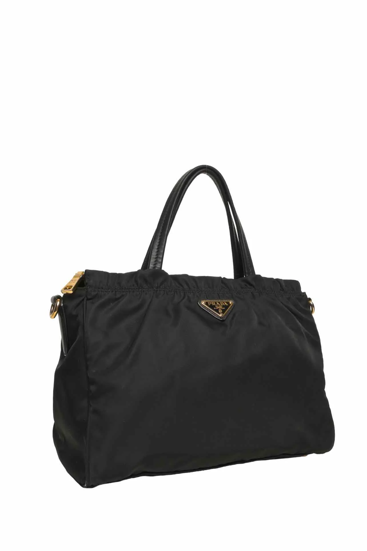 Prada Ruffle Trim Tessuto Nylon Convertible Top Handle Tote - Image 2