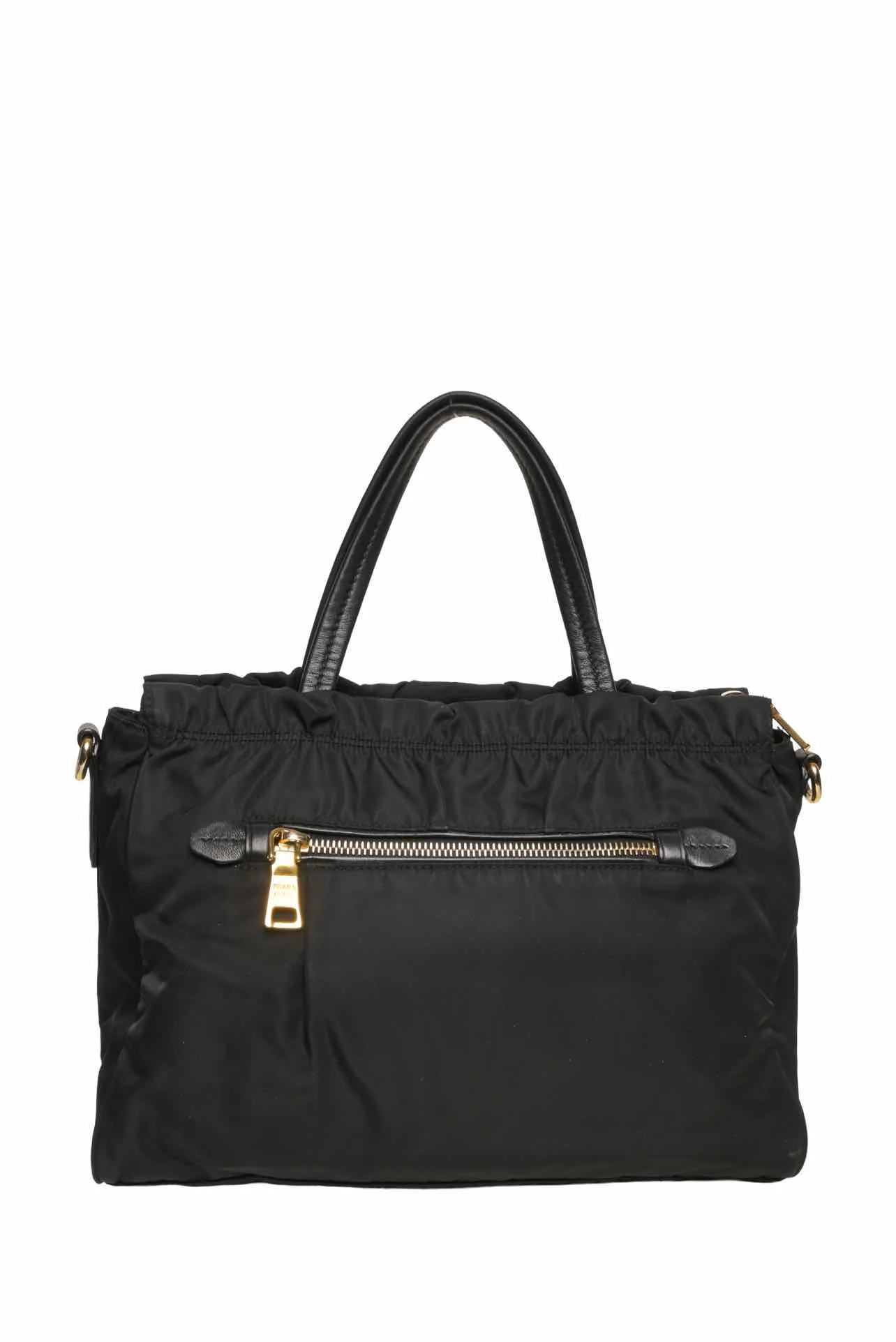 Prada Ruffle Trim Tessuto Nylon Convertible Top Handle Tote - Image 5