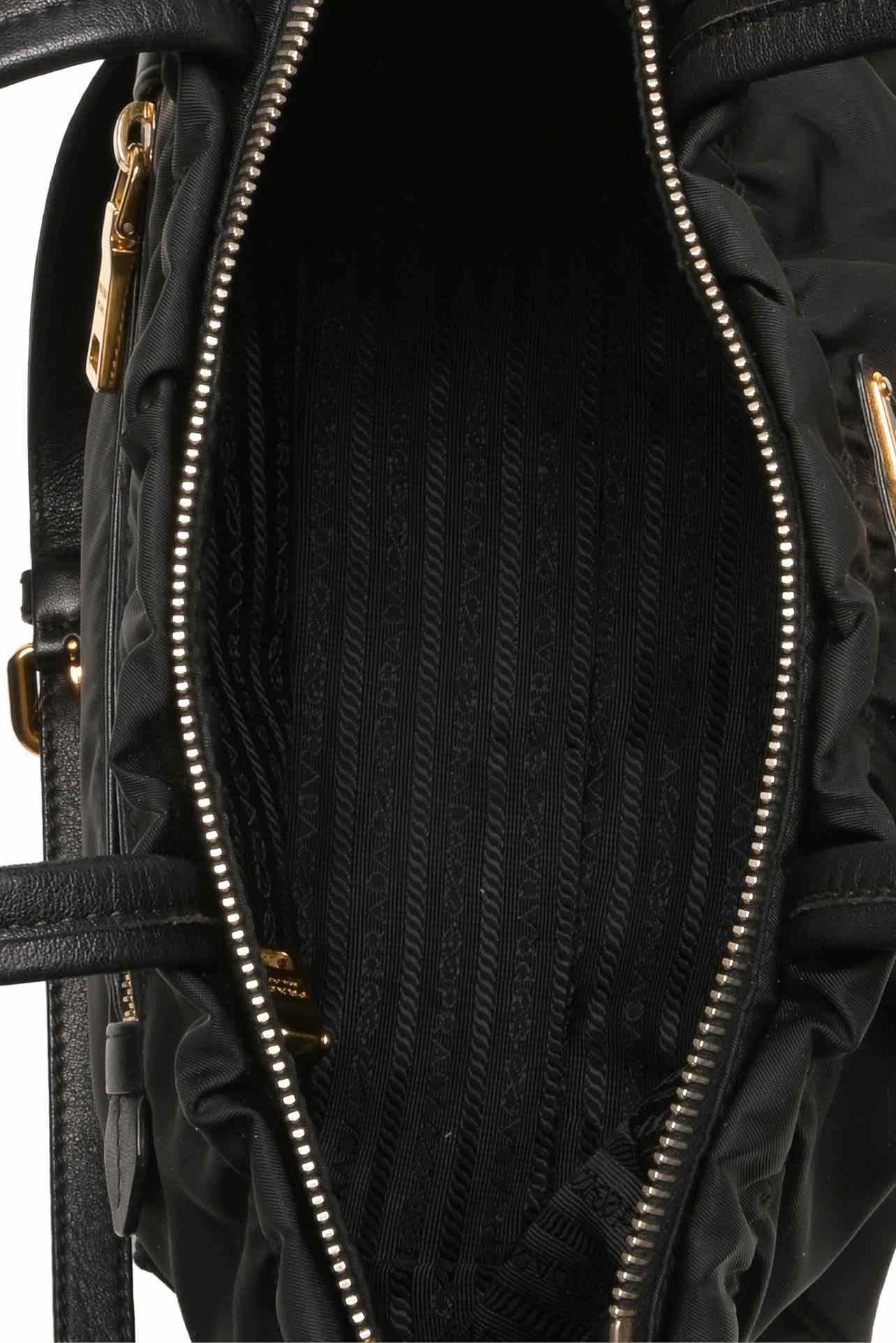 Prada Ruffle Trim Tessuto Nylon Convertible Top Handle Tote - Image 8