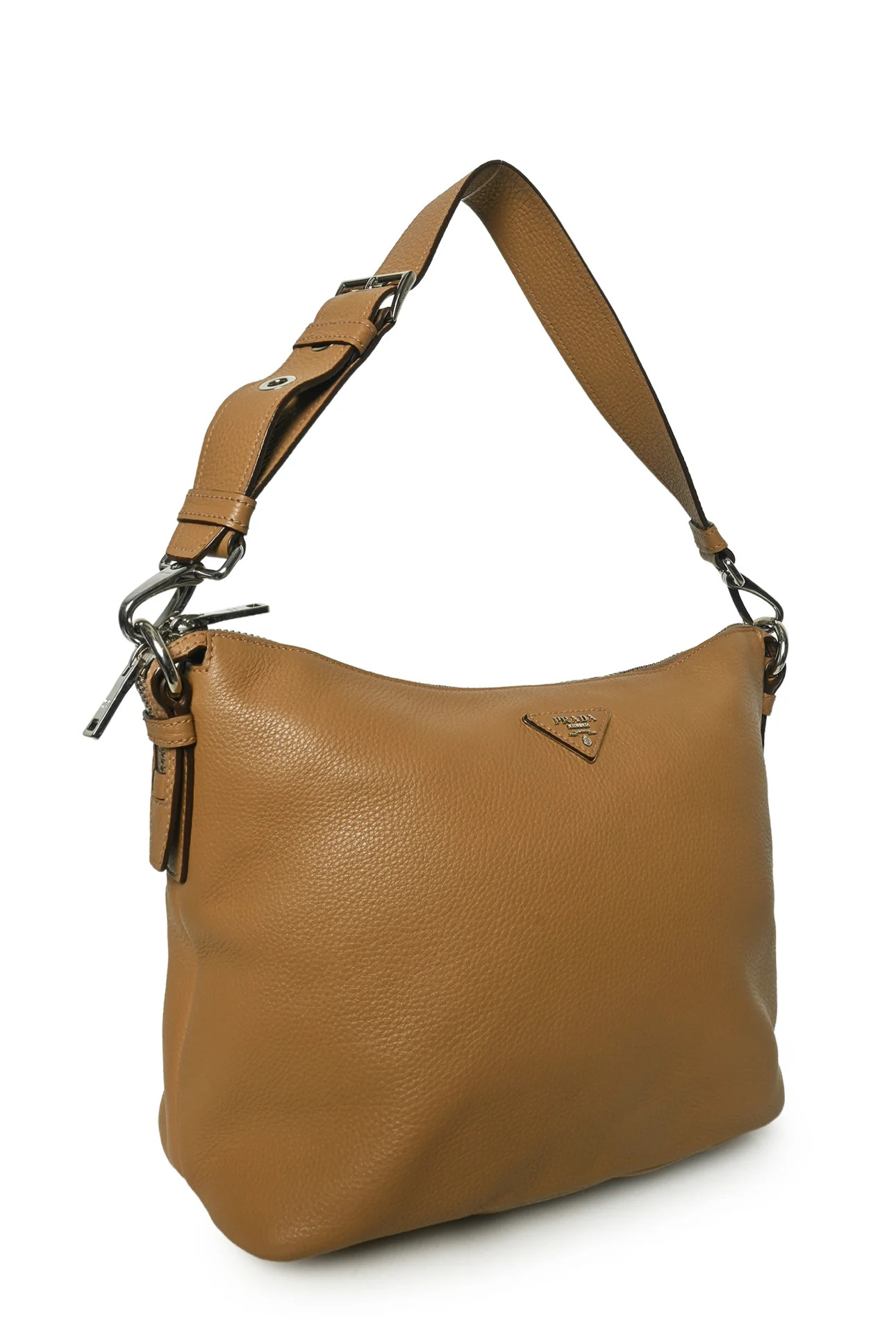 Prada Sesamo Vitello Daino Grained Leather Hobo Shoulder Bag - Image 2