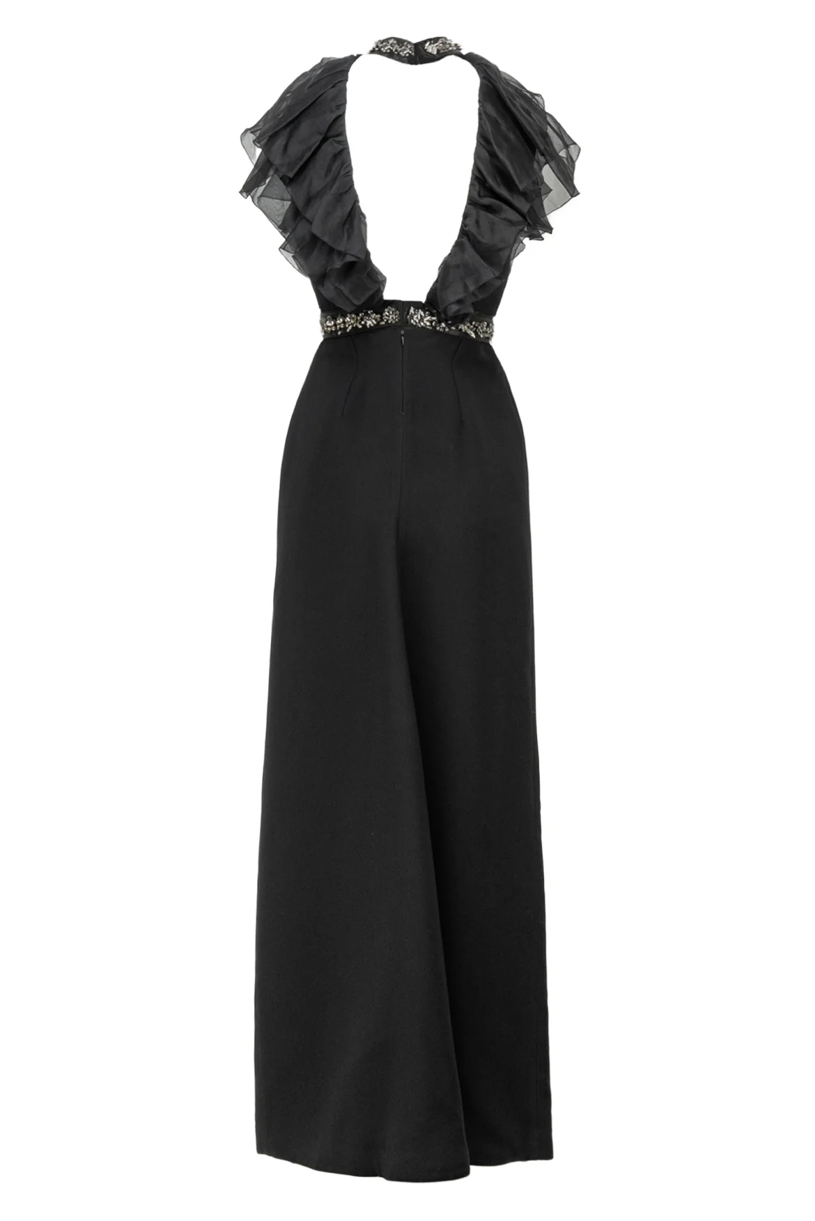 Prada Size 2 2019 Embellished Ruffle High Neck Gown - Image 2