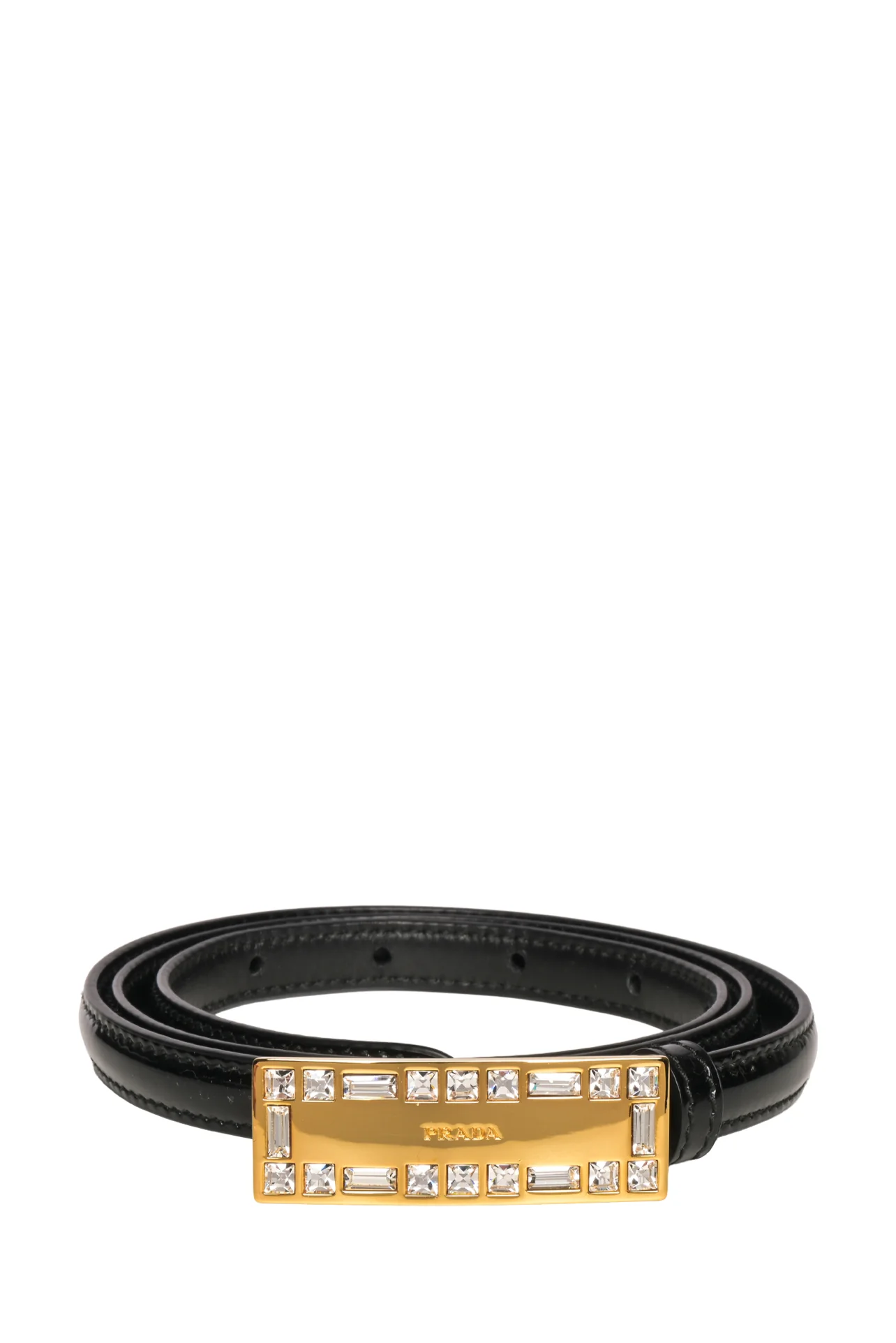 Prada Size 34 Skinny Patent Belt