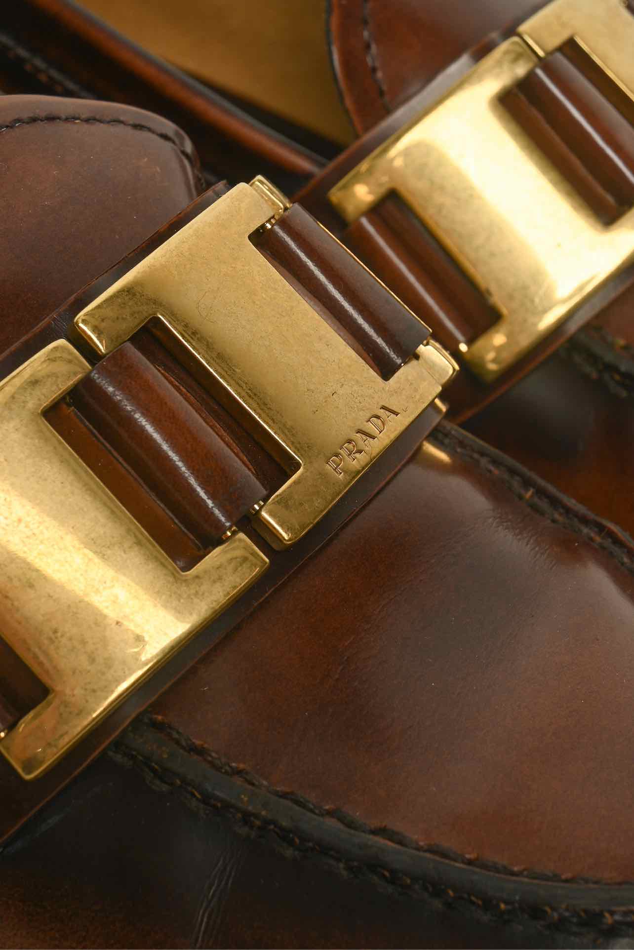 Prada Size 35.5 Buckle Loafers - Image 5