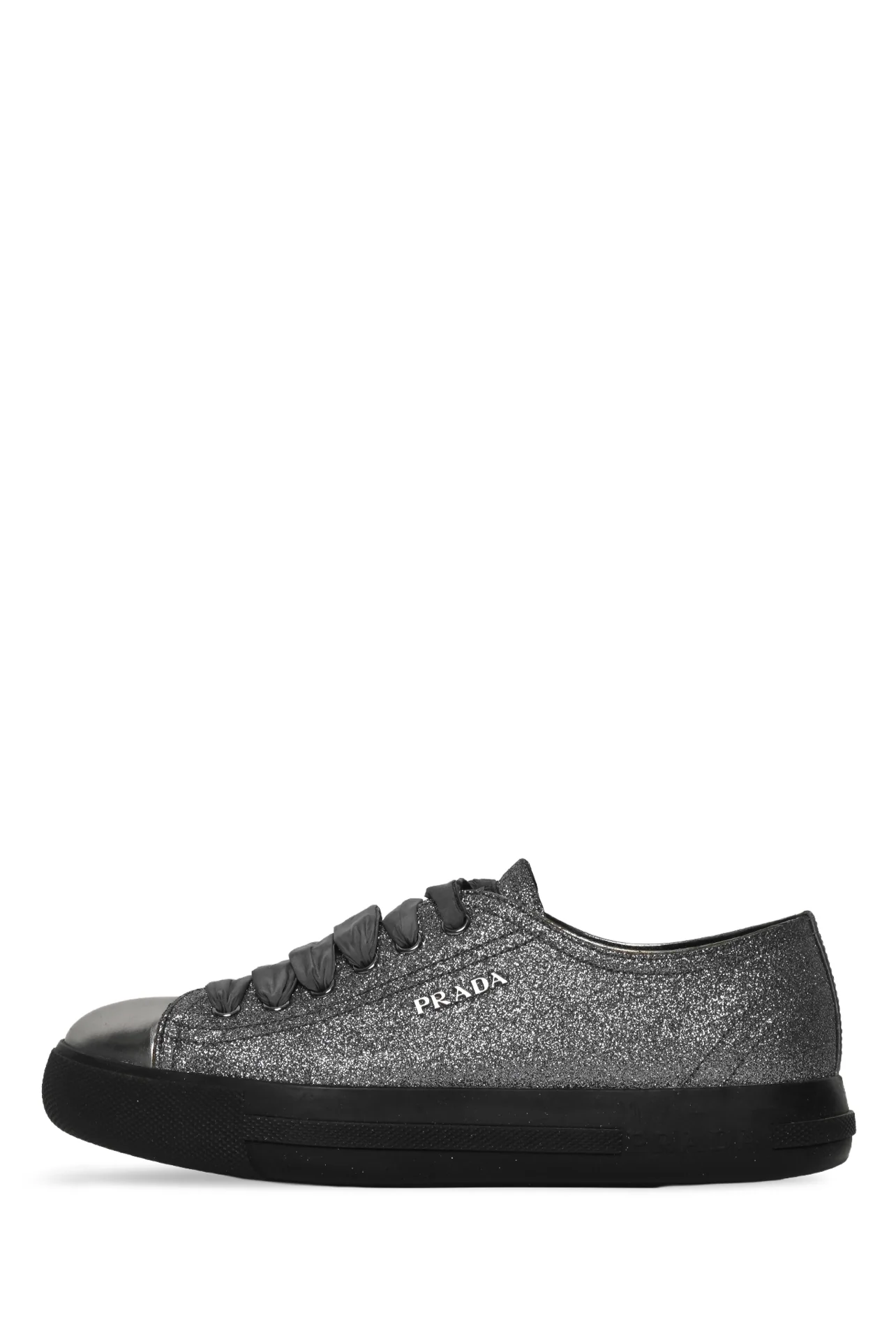 Prada Size 35 Prada Sport Silver Glitter Low Top Sneakers - Image 3