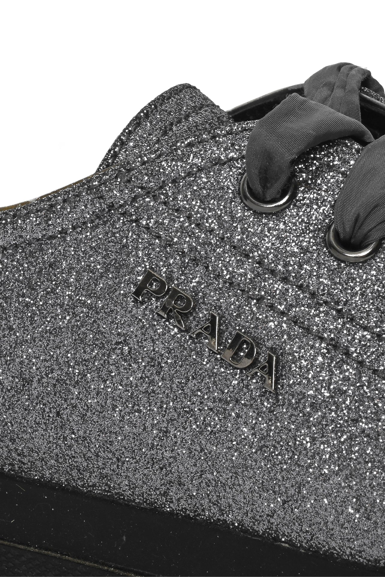 Prada Size 35 Prada Sport Silver Glitter Low Top Sneakers - Image 6