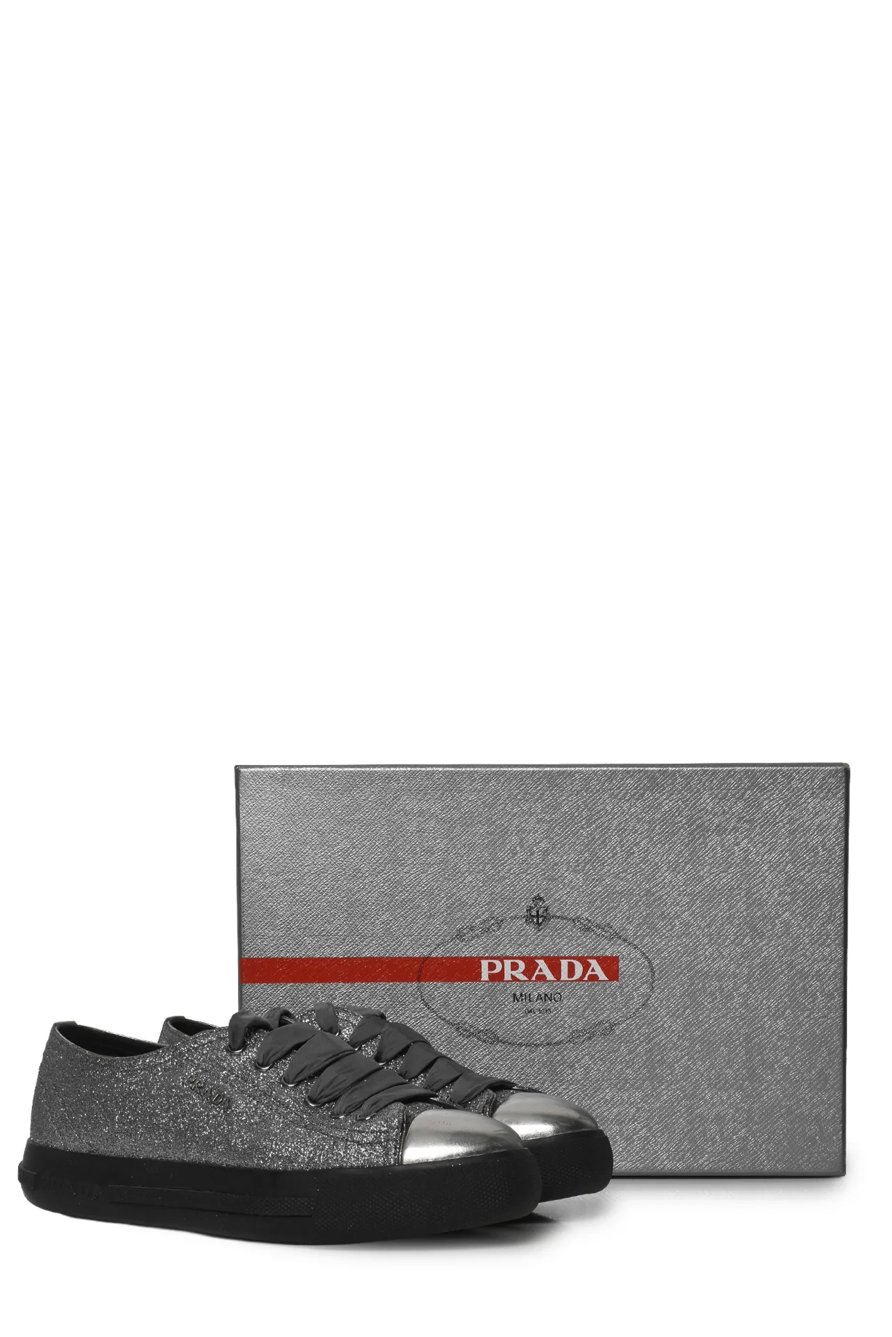 Prada Size 35 Prada Sport Silver Glitter Low Top Sneakers - Image 7