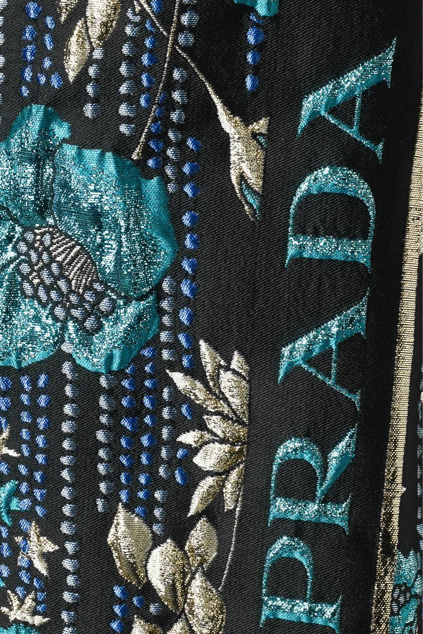 Prada Size 36 2018 Floral Metallic Mini Skirt - Image 3