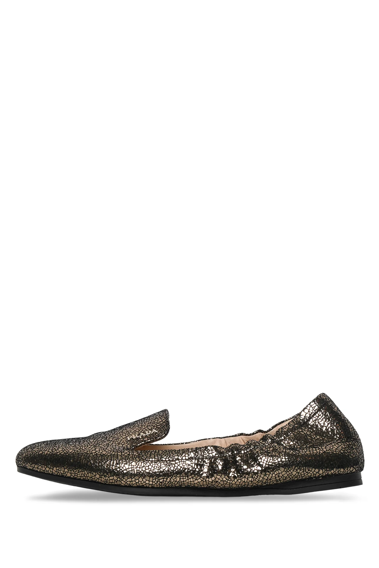 Prada Size 36 Crackle Finish Metallic Leather Flats - Image 3