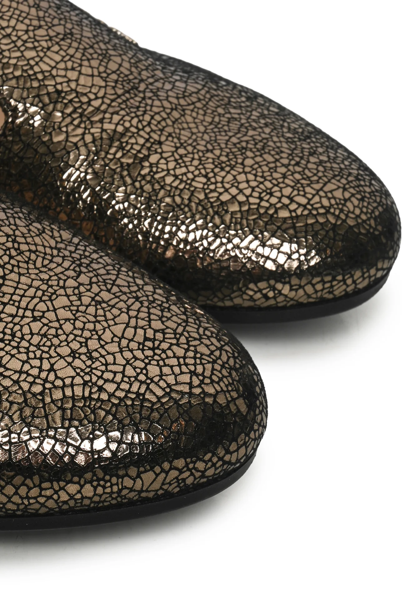 Prada Size 36 Crackle Finish Metallic Leather Flats - Image 5
