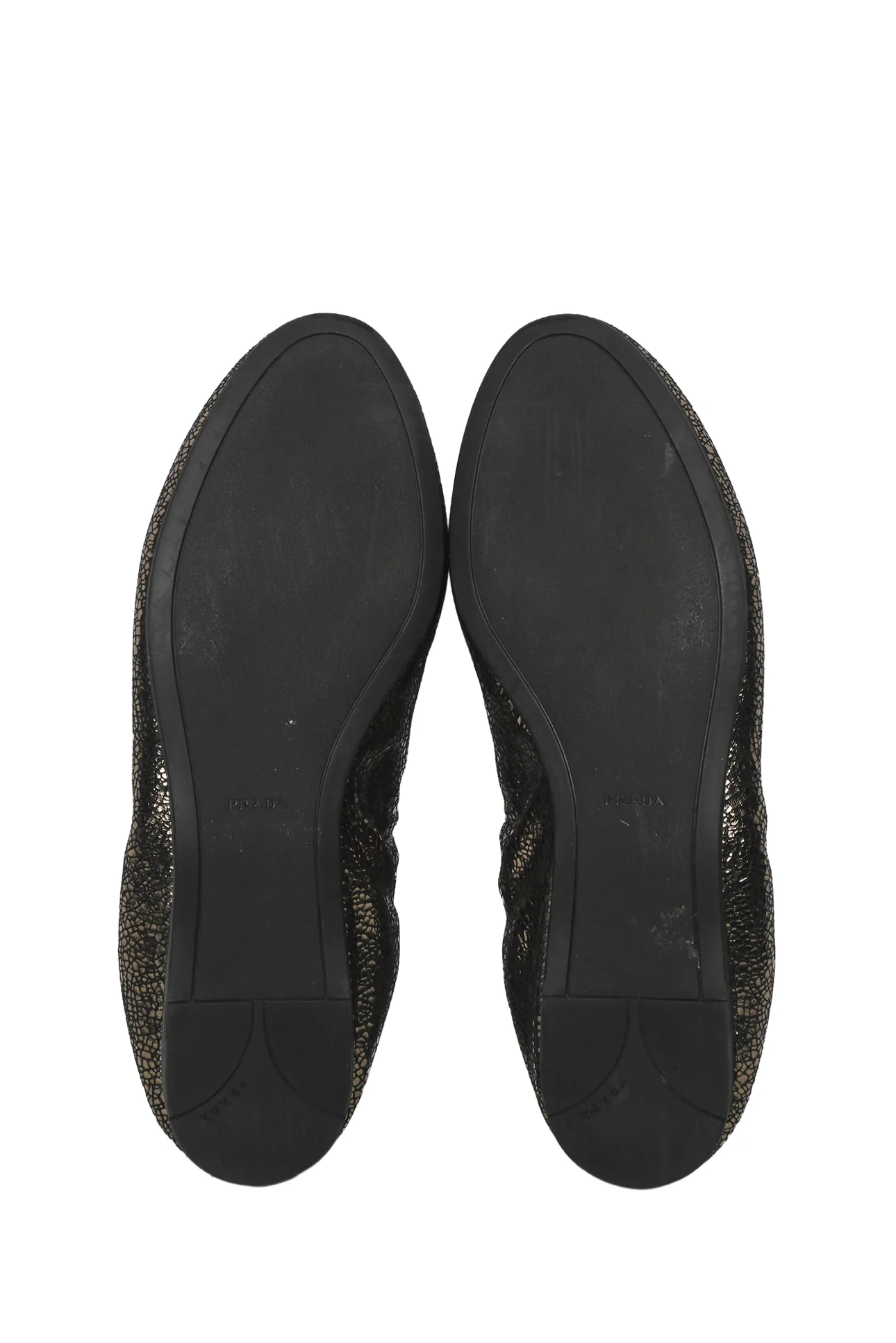 Prada Size 36 Crackle Finish Metallic Leather Flats - Image 7