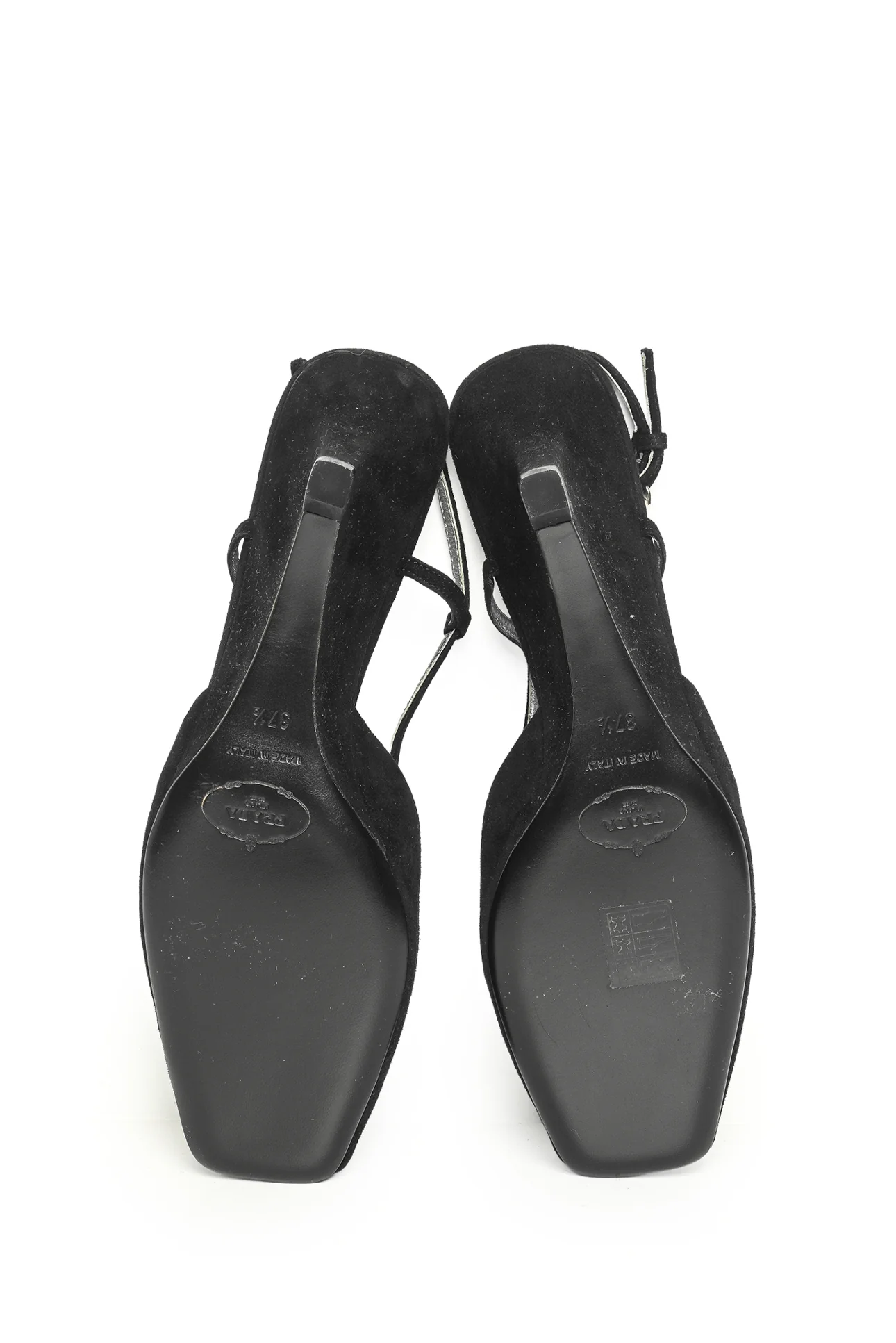 Prada Size 37.5 Peep Toe Suede Slingback Wedges - Image 5