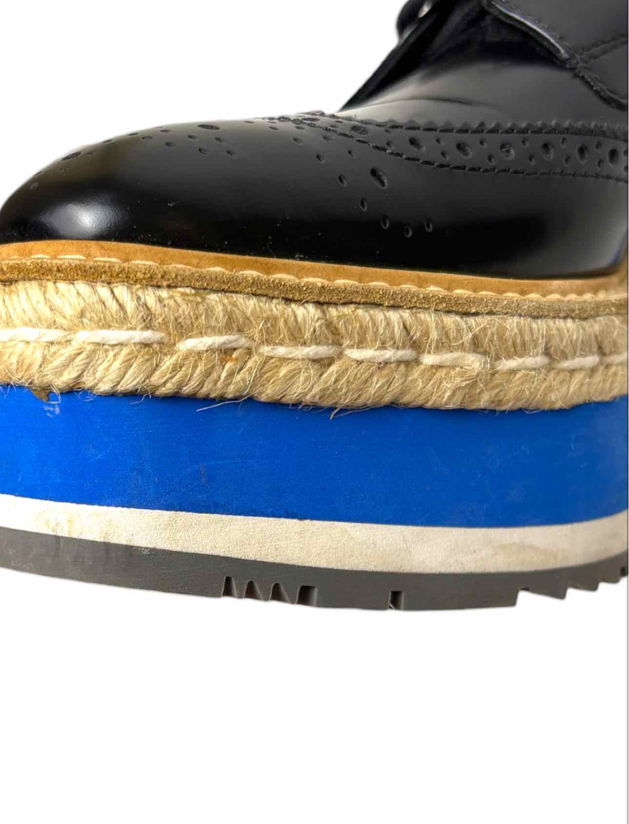 Prada Size 38.5 Leather Platform Brogue Espadrille Derby Flats - Image 10