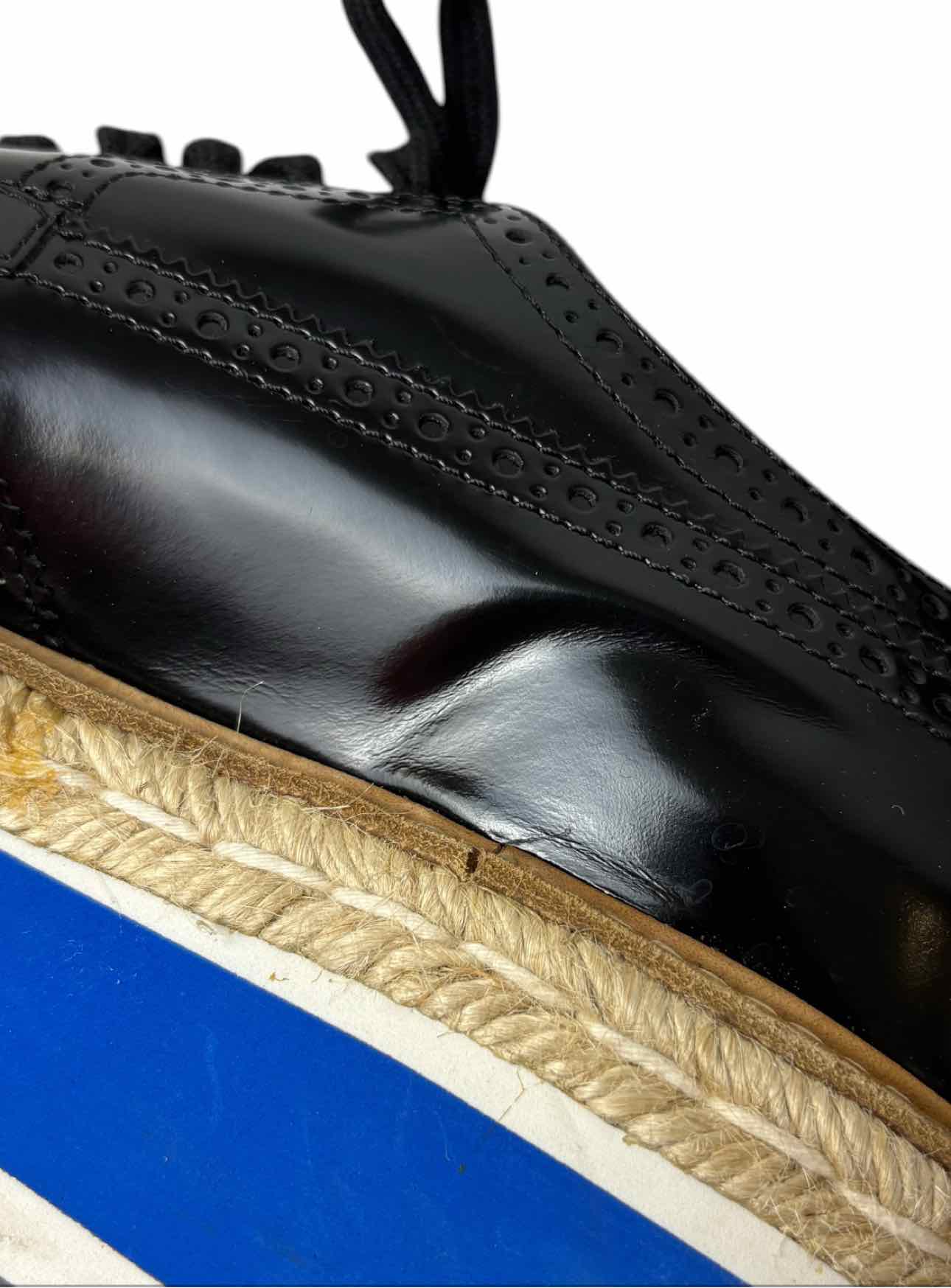 Prada Size 38.5 Leather Platform Brogue Espadrille Derby Flats - Image 7
