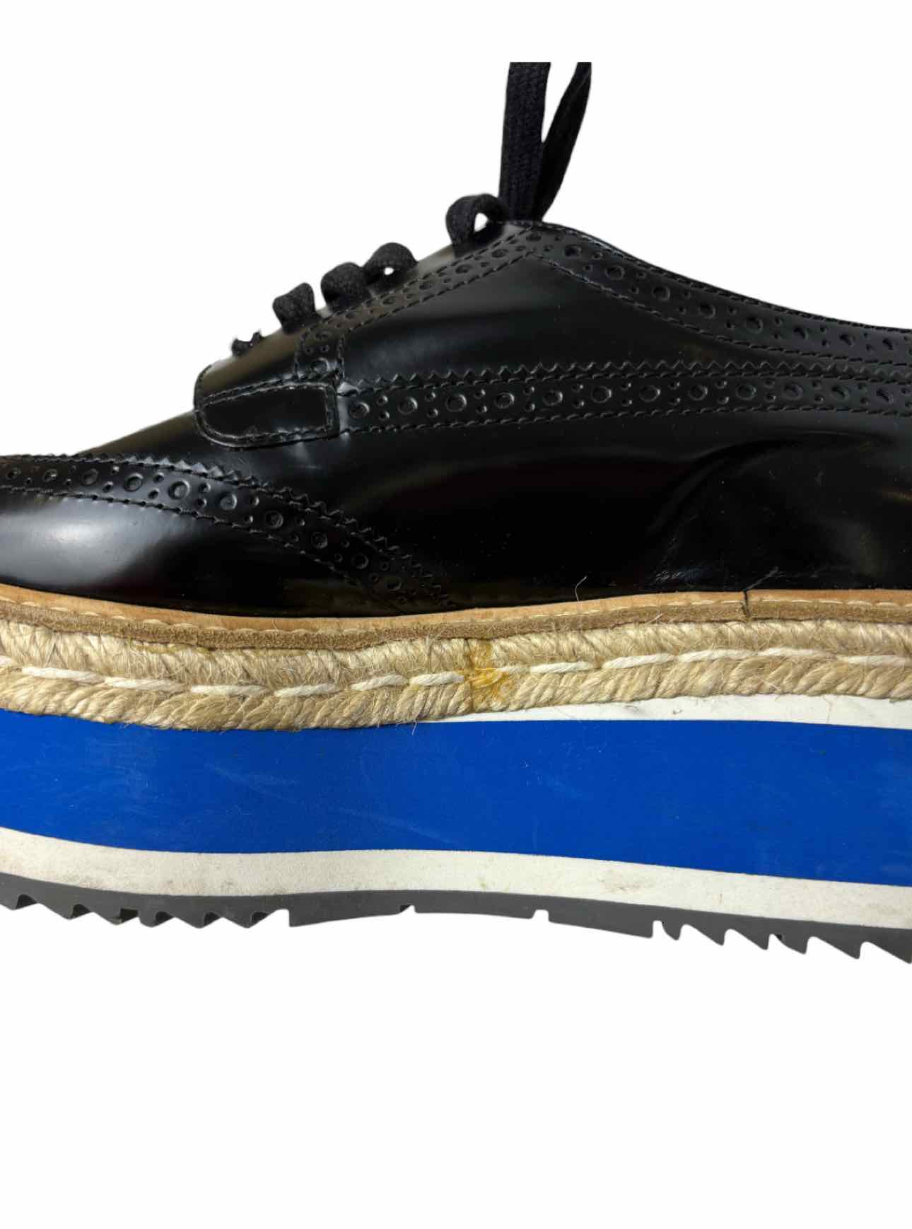 Prada Size 38.5 Leather Platform Brogue Espadrille Derby Flats - Image 9