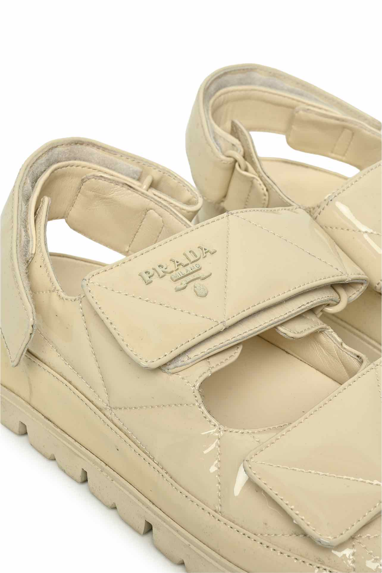Prada Size 38.5 Quilted Patent Slingback Sport Sandals - Image 6
