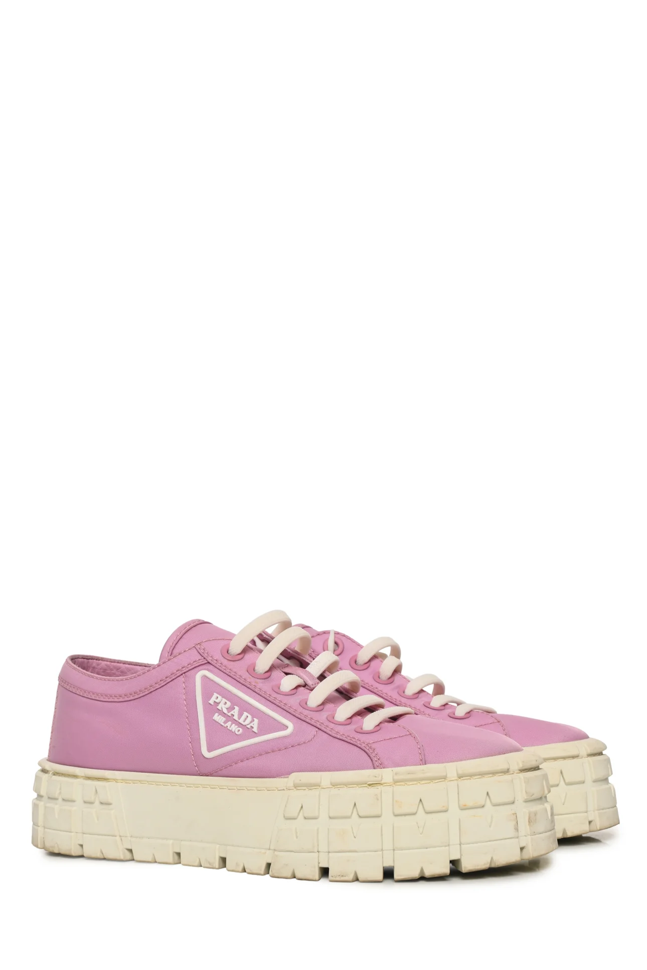 Prada Size 38.5 Re-Nylon Gabardine Triangle Logo Double Wheel Sneaker - Image 2