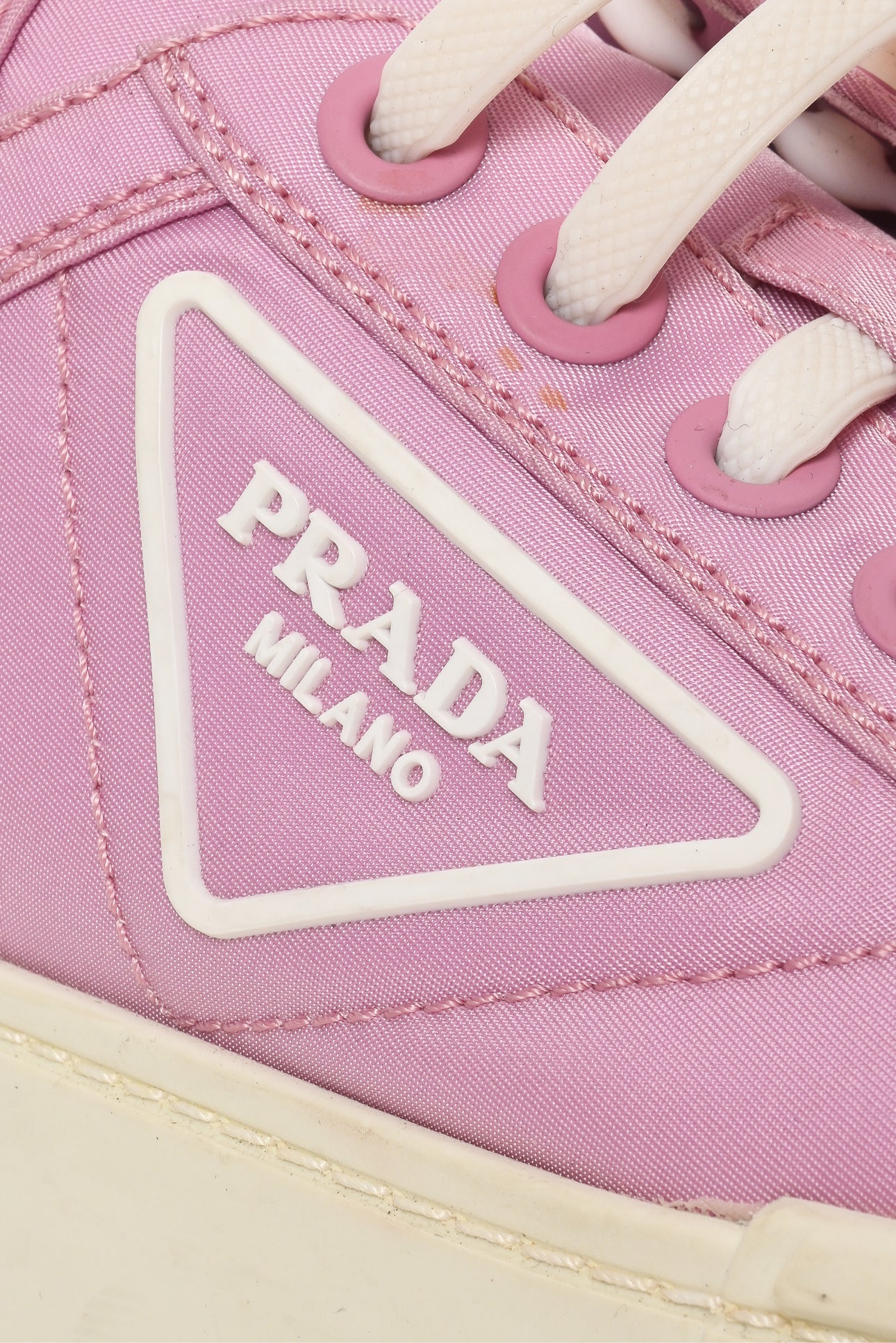 Prada Size 38.5 Re-Nylon Gabardine Triangle Logo Double Wheel Sneaker - Image 5
