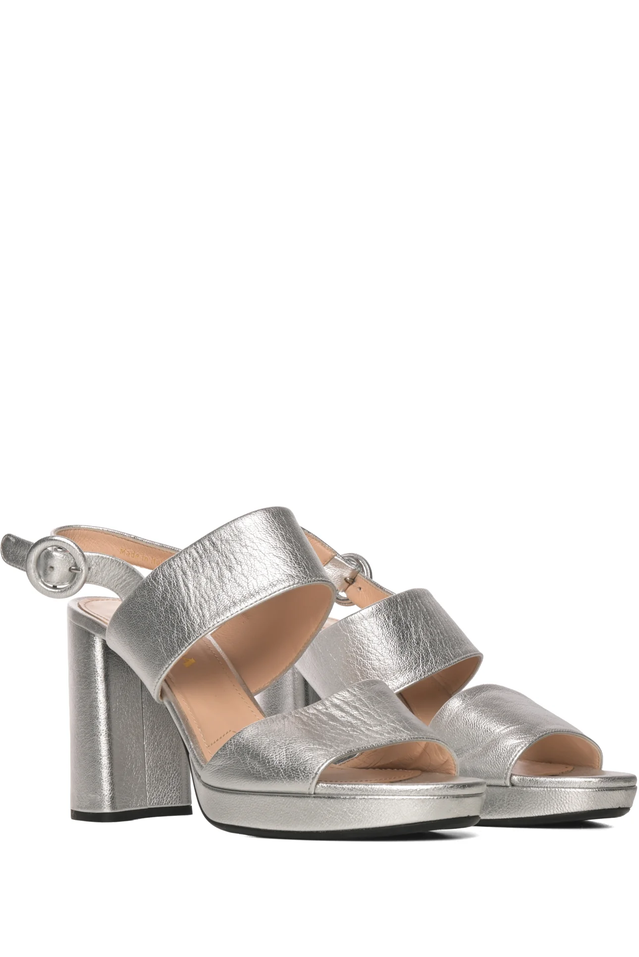 Prada Size 38 Metallic Block Heel Sandals - Image 2