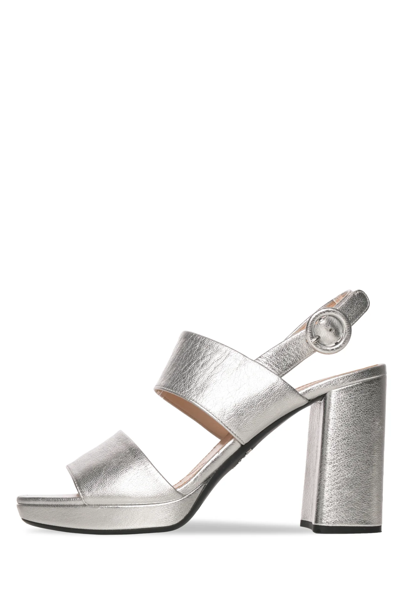 Prada Size 38 Metallic Block Heel Sandals - Image 3
