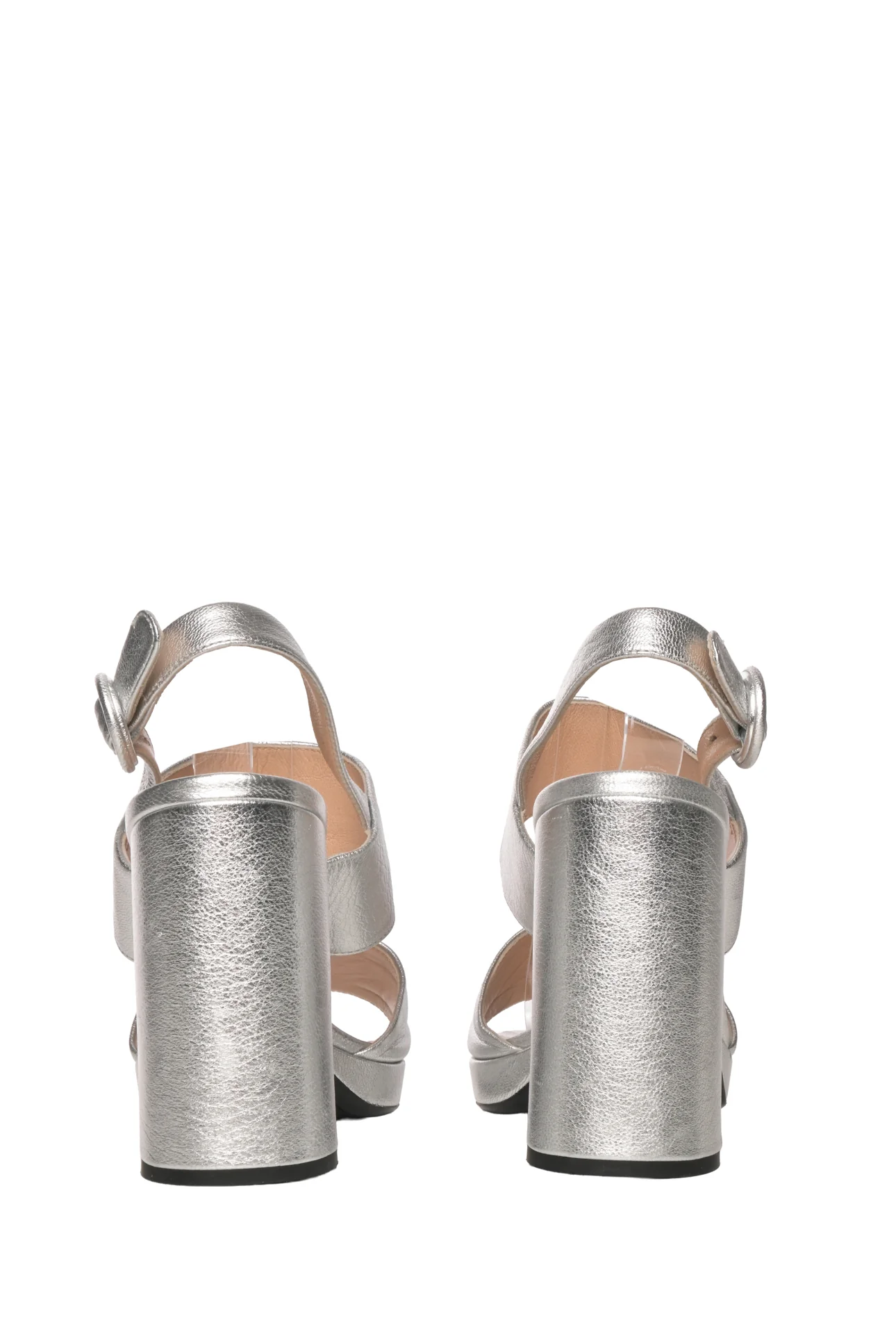Prada Size 38 Metallic Block Heel Sandals - Image 4