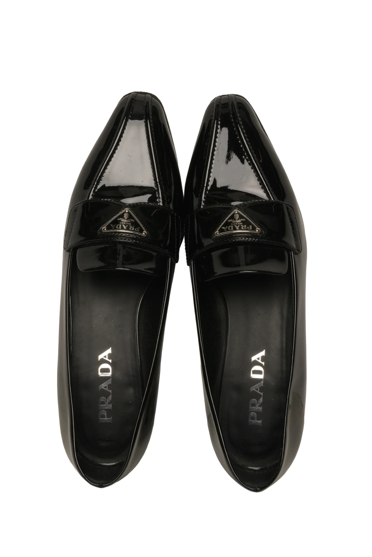 Prada Size 38 Vernice Triangle Pointed Toe Loafers - Image 6