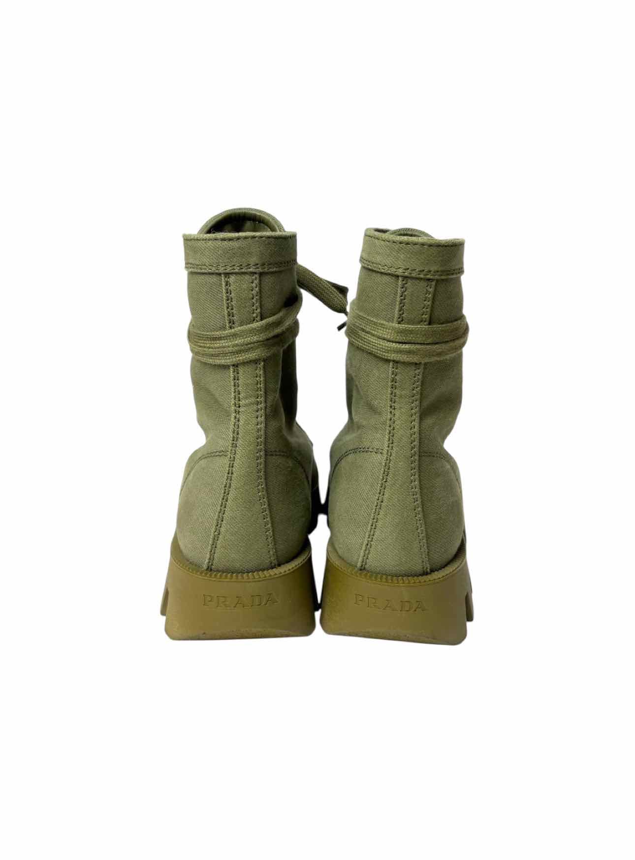 Prada Size 39 Canvas Combat Ankle Boots - Image 4