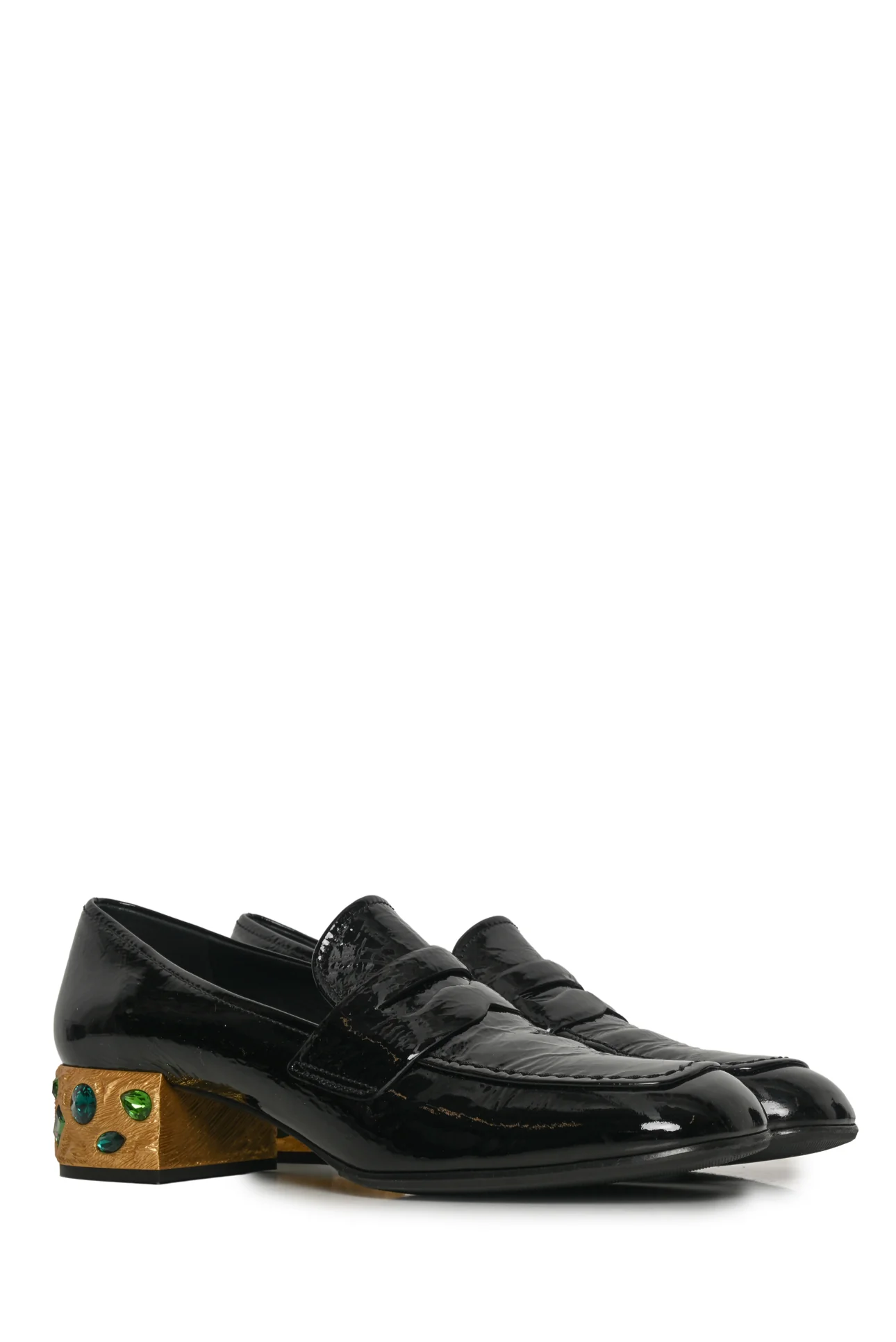 Prada Size 40 Patent Leather Jeweled Loafers - Image 2