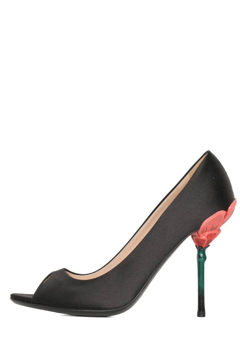 Prada Size 40 Satin Flower Heeled Sandals - Image 3