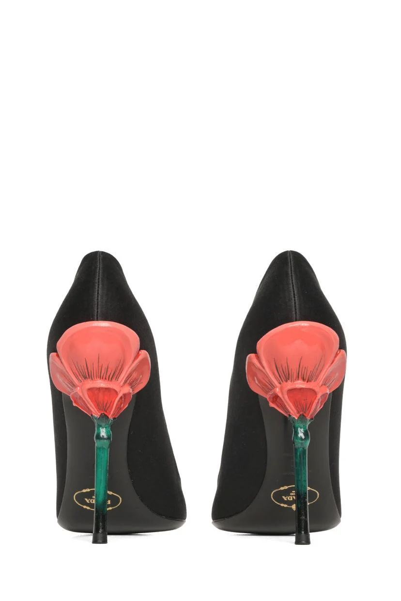 Prada Size 40 Satin Flower Heeled Sandals - Image 4
