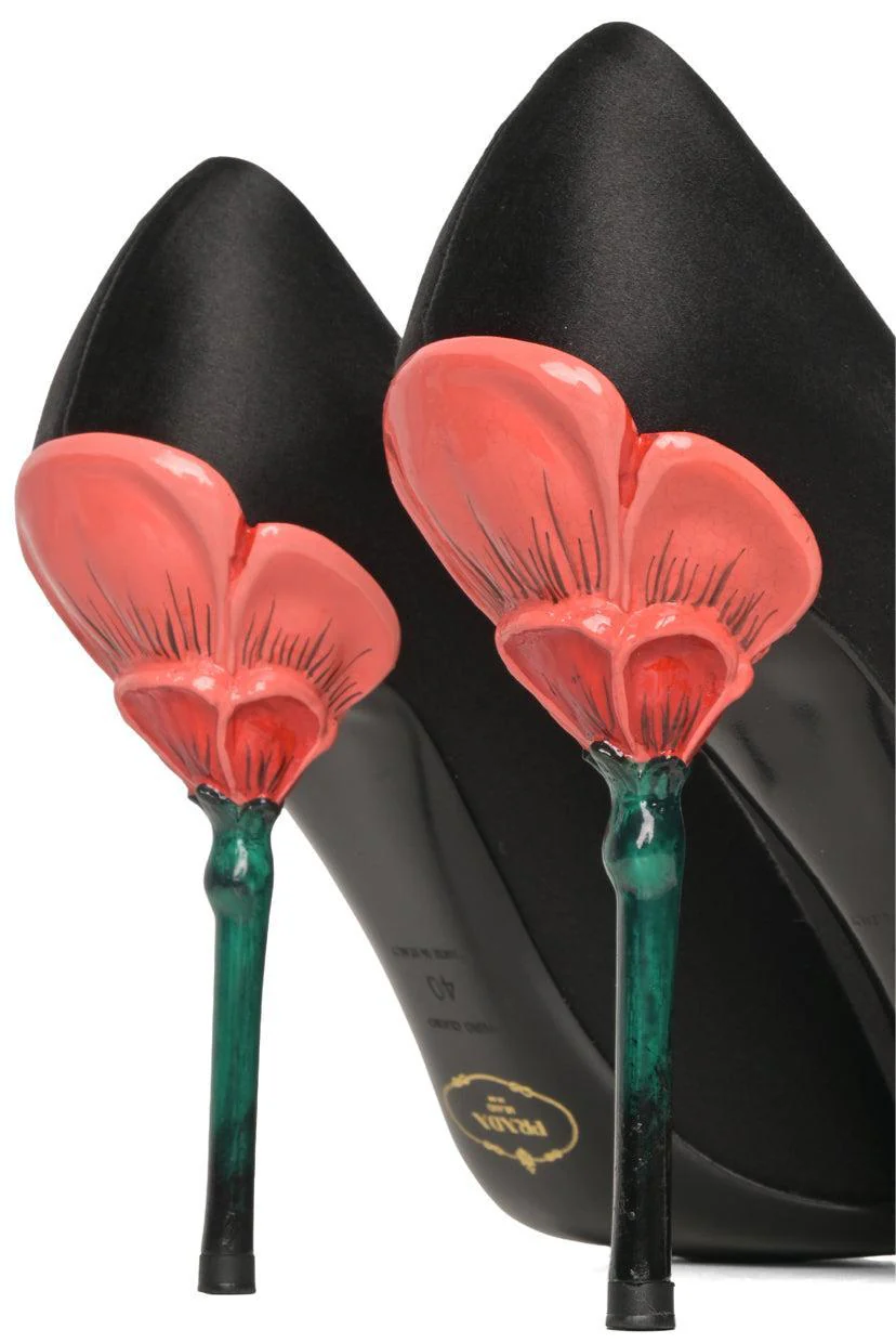 Prada Size 40 Satin Flower Heeled Sandals - Image 5