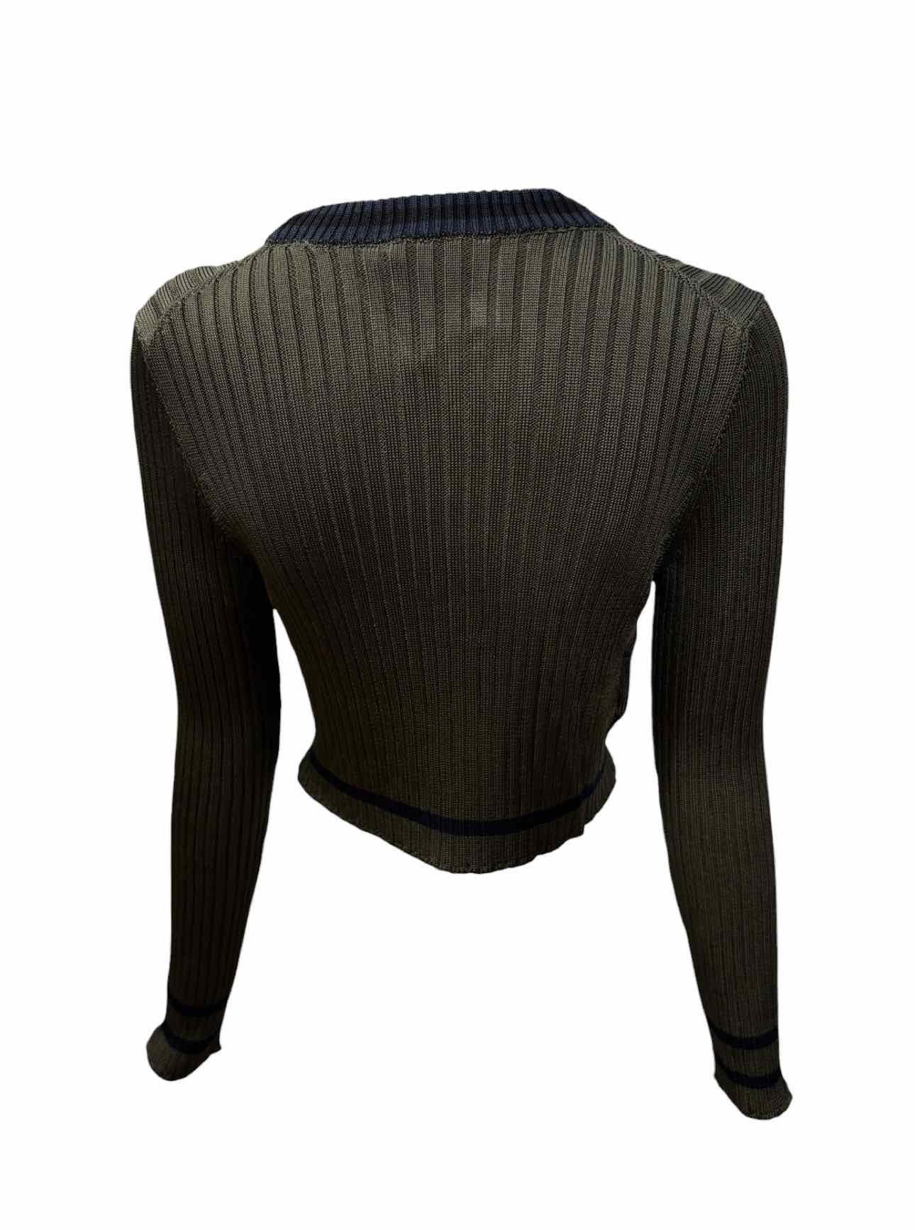 Prada Size 42 Ribbed Viscose Cropped Sweater - Image 2