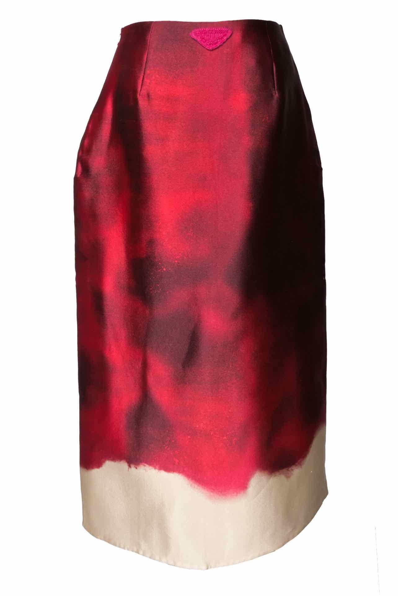 Prada Size 6 2023 Abstract Print Silk Midi Skirt - Image 2